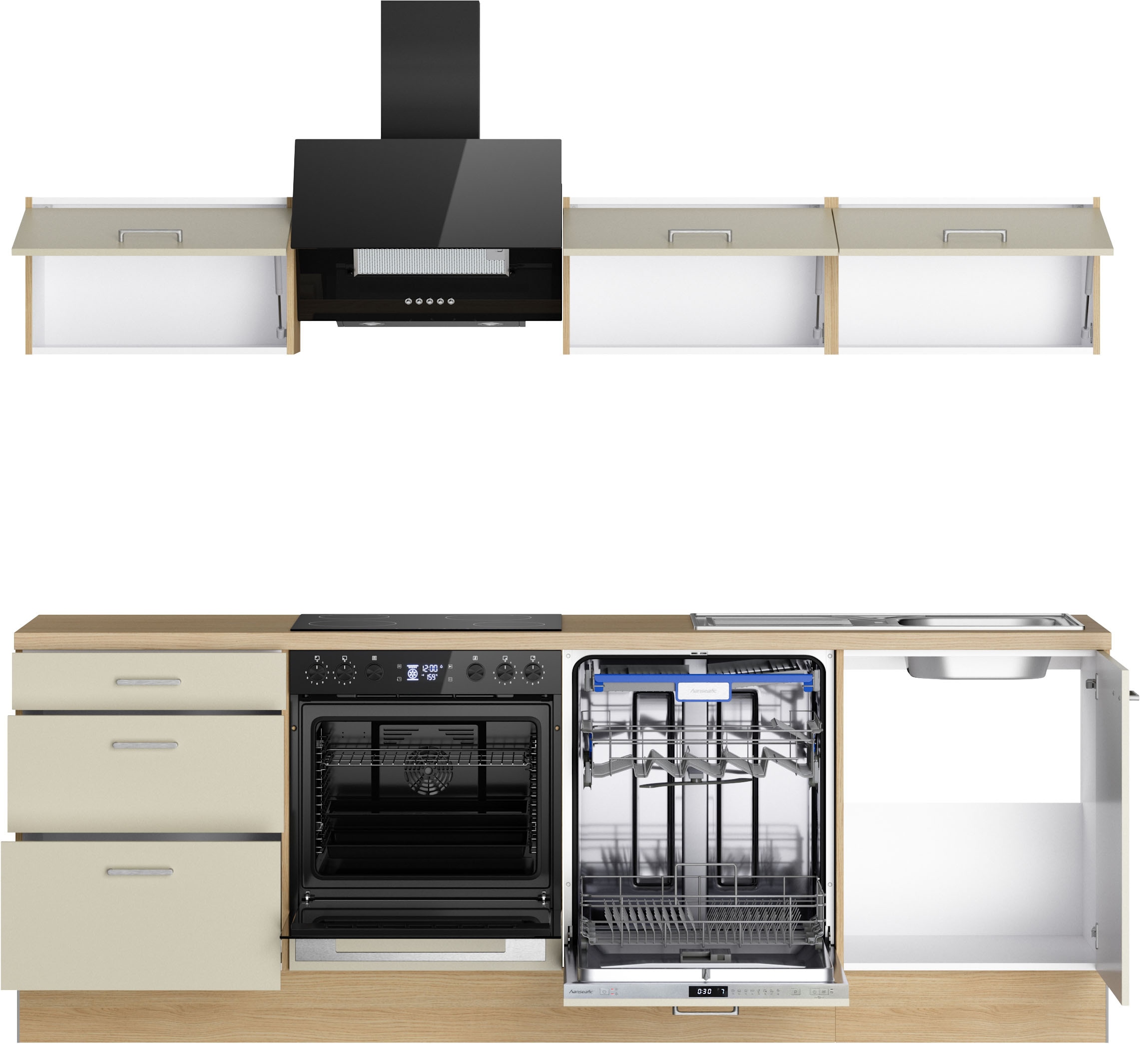 KOCHSTATION Kitchenette »KS-Sion Breite 240 cm« schnelle Montage OPTIsnap, wahlw. m.HANSEATIC-E-Geräten u.Stand Alone