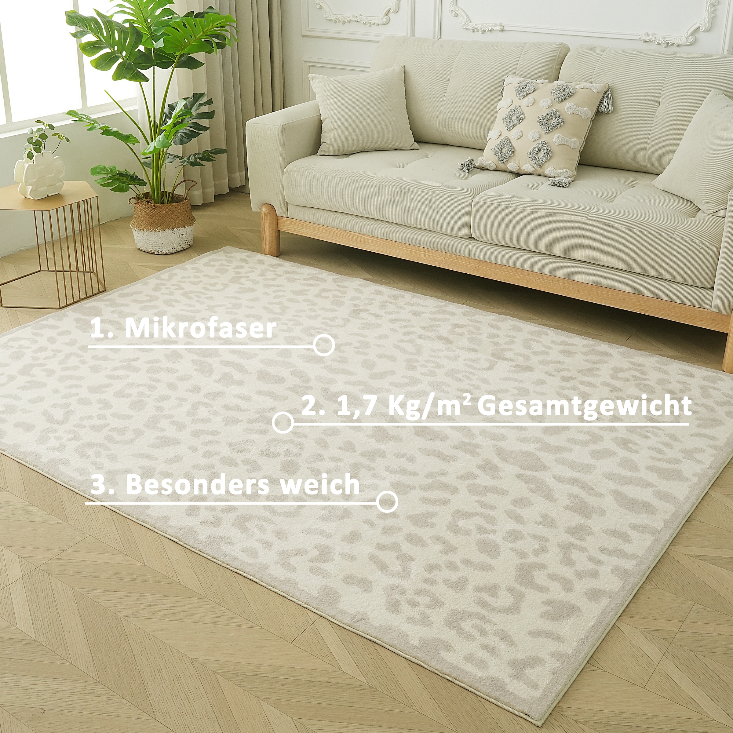GOODproduct Tapis »Leo, mit trendigem Leopardenmuster, waschbar« Rectangulaire 12 mm Höhe doux et moelleux, moderne, imprimé animal, salon, chambre