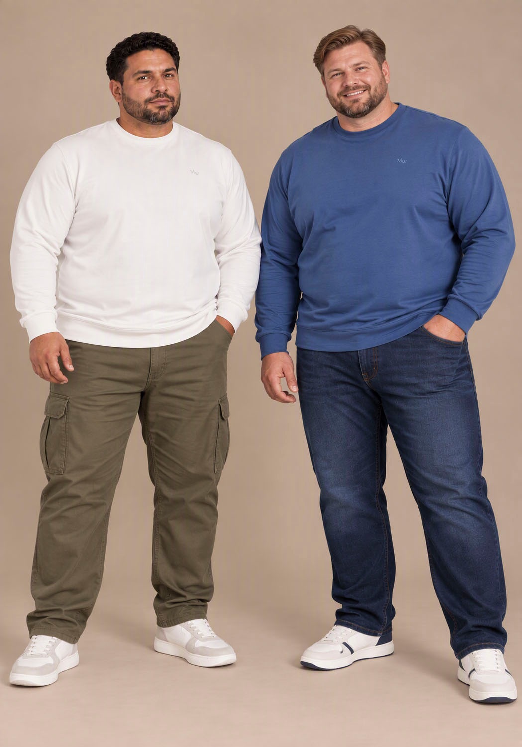 Man's World Plus Rundhalsshirt »auch in Grosse Grössen bis Gr. 7XL Bauch-Fit« 2-er Pack,  normaler Schnitt, Langarm, unifarbenes Basic