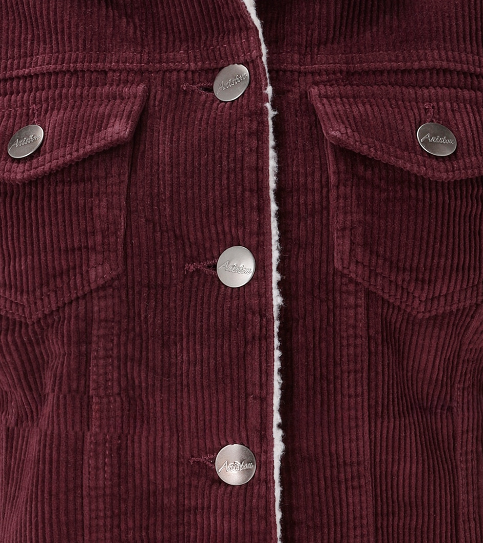 Aniston CASUAL Cordjacke mit weichem Teddy-Plüsch am Kragen - NEUE KOLLEKTION