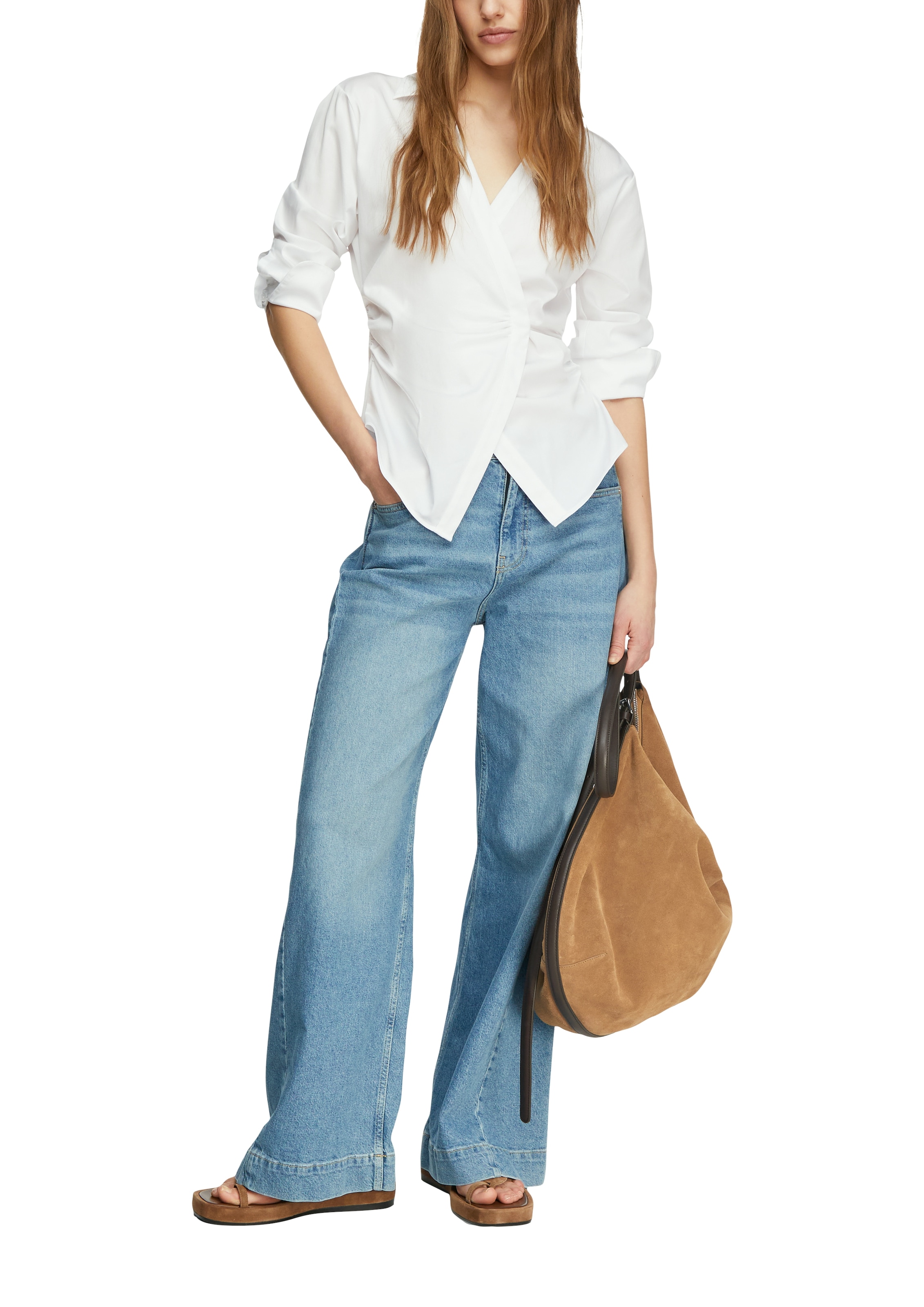 Comma Blouse à manches longues mit seitlichem Verschluss und V-Ausschnitt