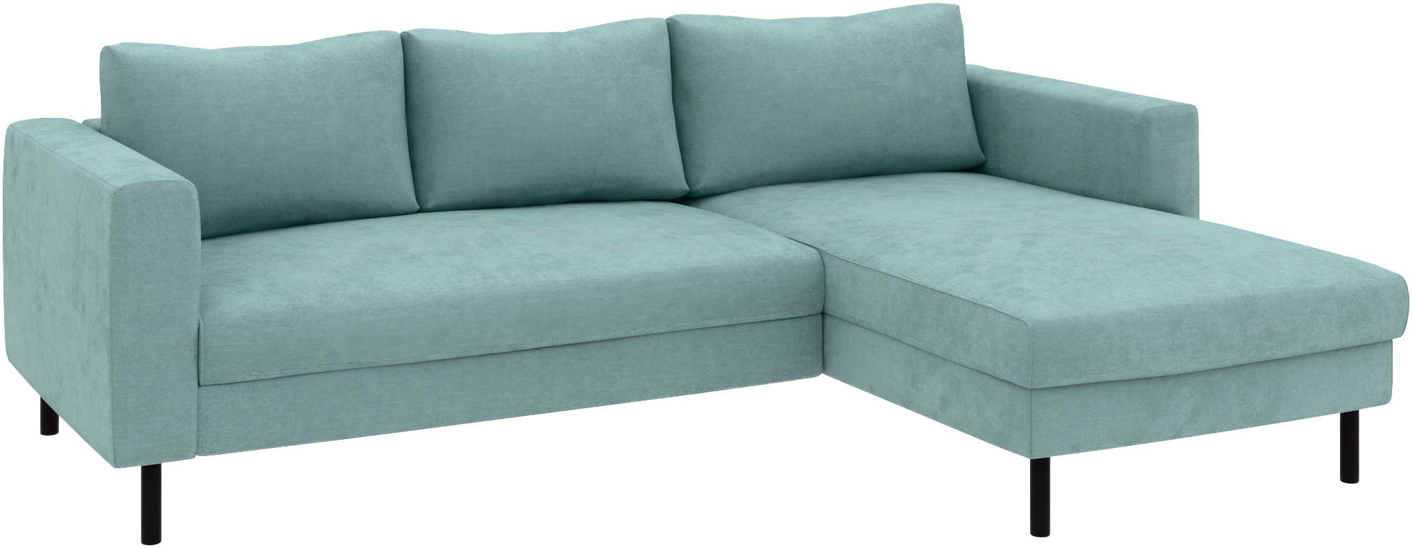 TRENDMANUFAKTUR Ecksofa »Amazing II, wahlw. mit Schlaffunktion & Bettkasten, Fuss schwarz« Recamiere beidseitig montierbar, L-Form,in Cord o. Struktur, B: 232 cm