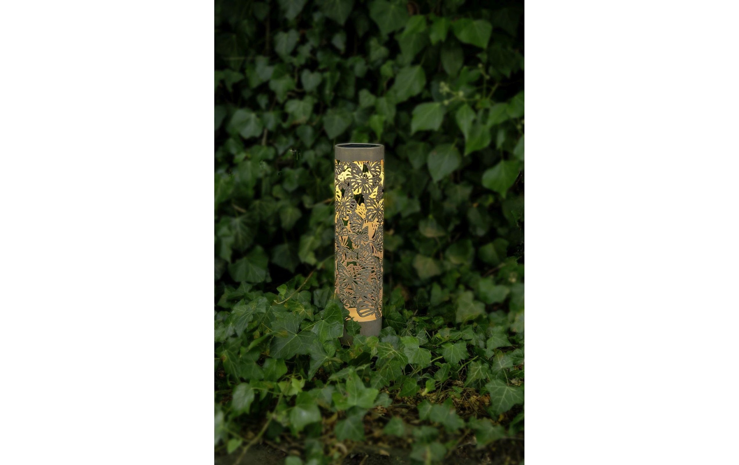 STT Laterne »Antic Pillar Farfalla 38 cm« Solar-Laterne aus Metall mit warmweissem LED-Licht