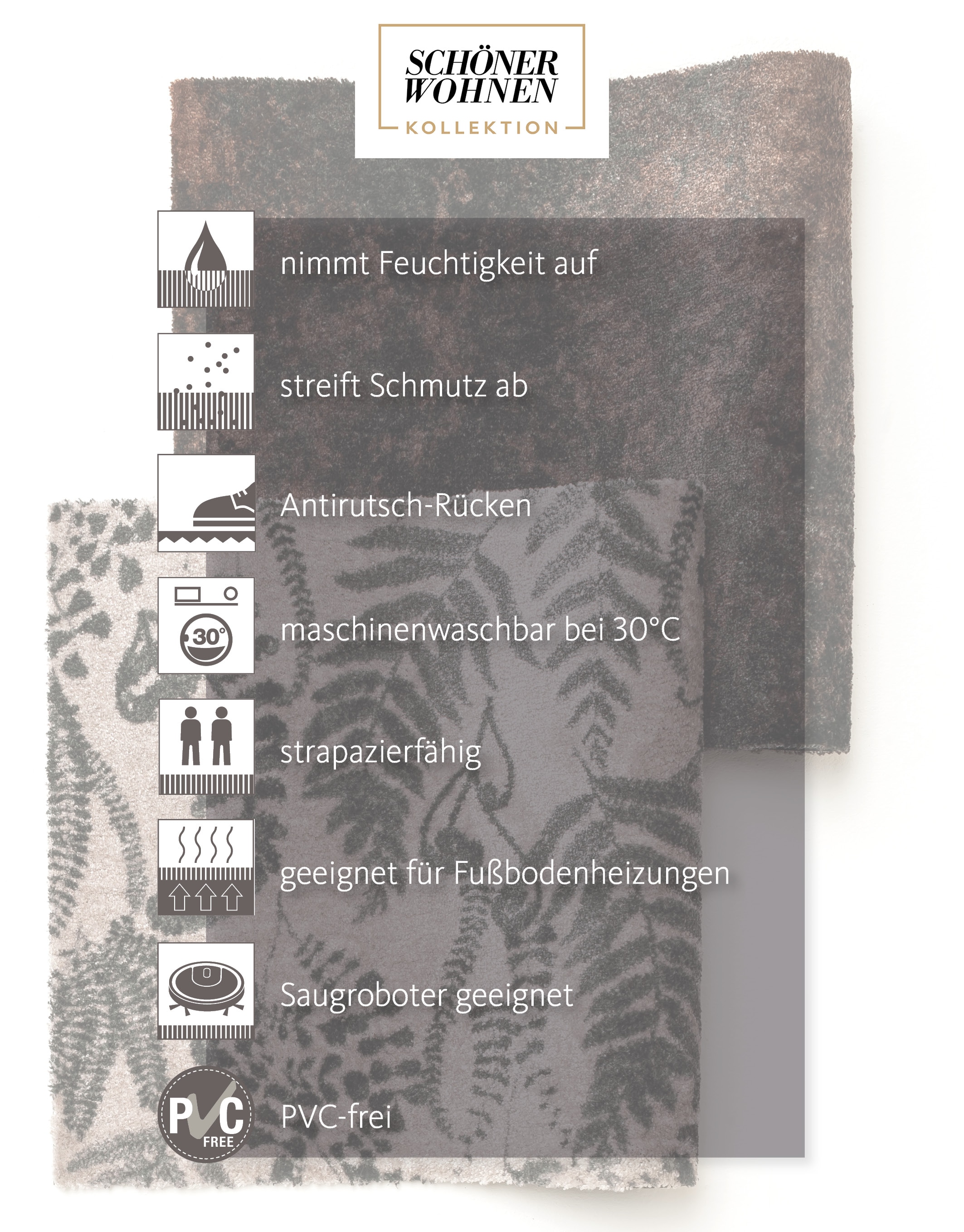SCHÖNER WOHNEN-Kollektion Tapis de sol »Malibu« Rectangulaire 7 mm Höhe Paillasson, attrape-saleté, intérieur et extérieur, anti-saleté, lavable