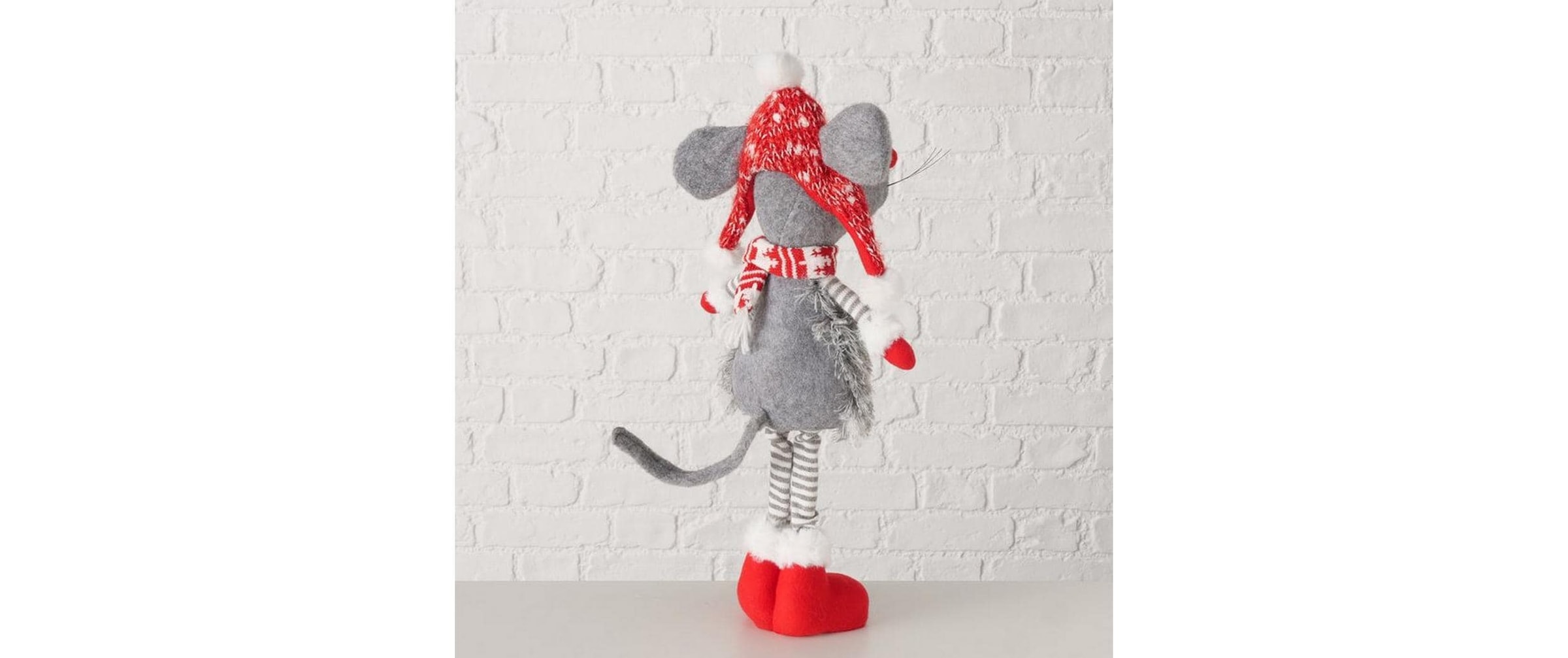 BOLTZE Figurine de Noël »Dekofigur Maus Helgy Grau/Rot«