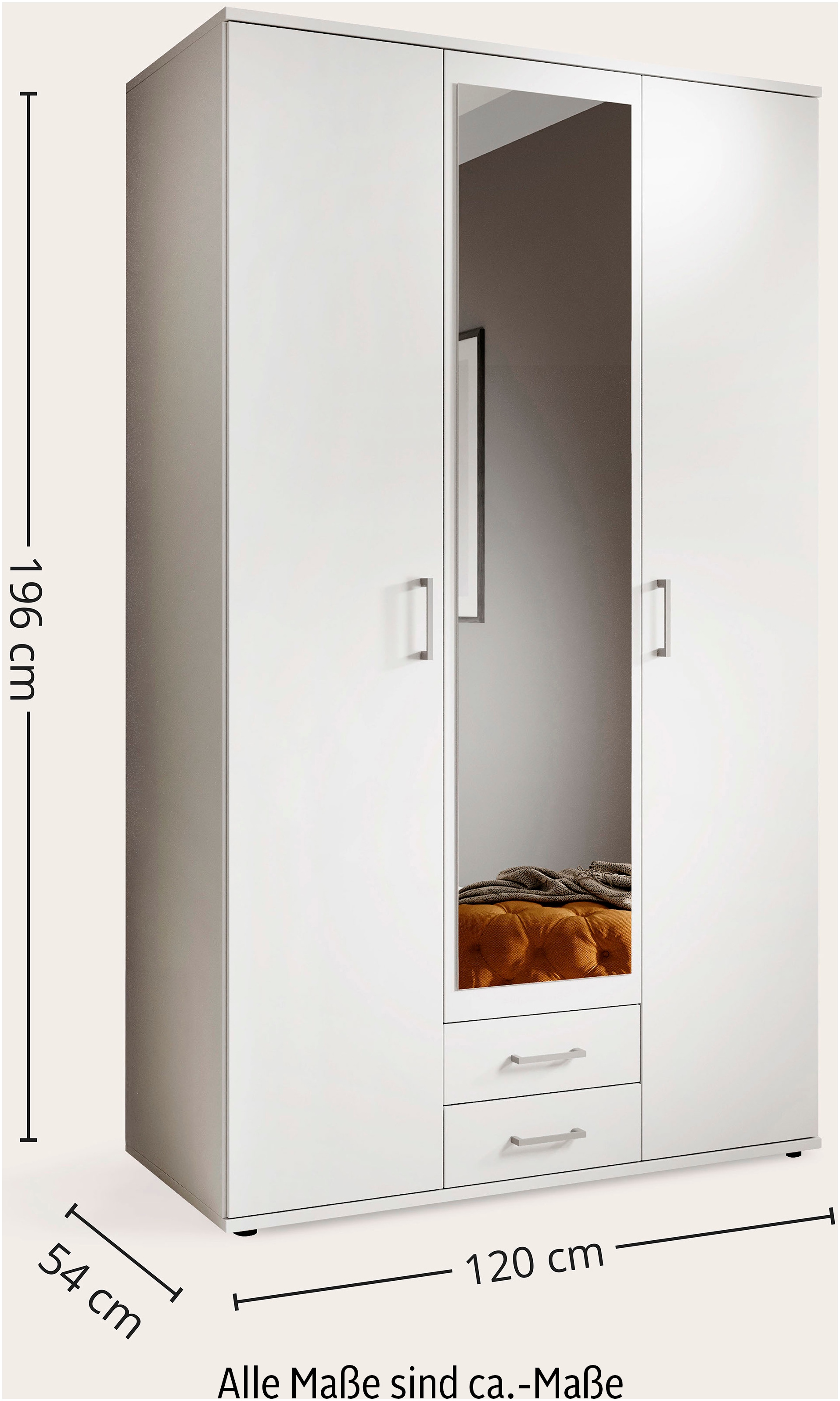 Schlafkontor Armoires à vêtements »Karl Drehtürenschrank Schlafzimmerschrank mit Spiegel Garderobe« in 2 Breiten, mit zusätzlichen Einlegeböden TOPSELLER