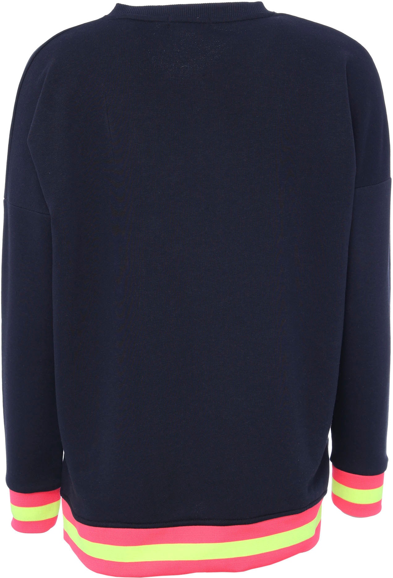 Zwillingsherz Sweatshirt Langarm, Neon-Details, V-Ausschnitt, Schriftzug