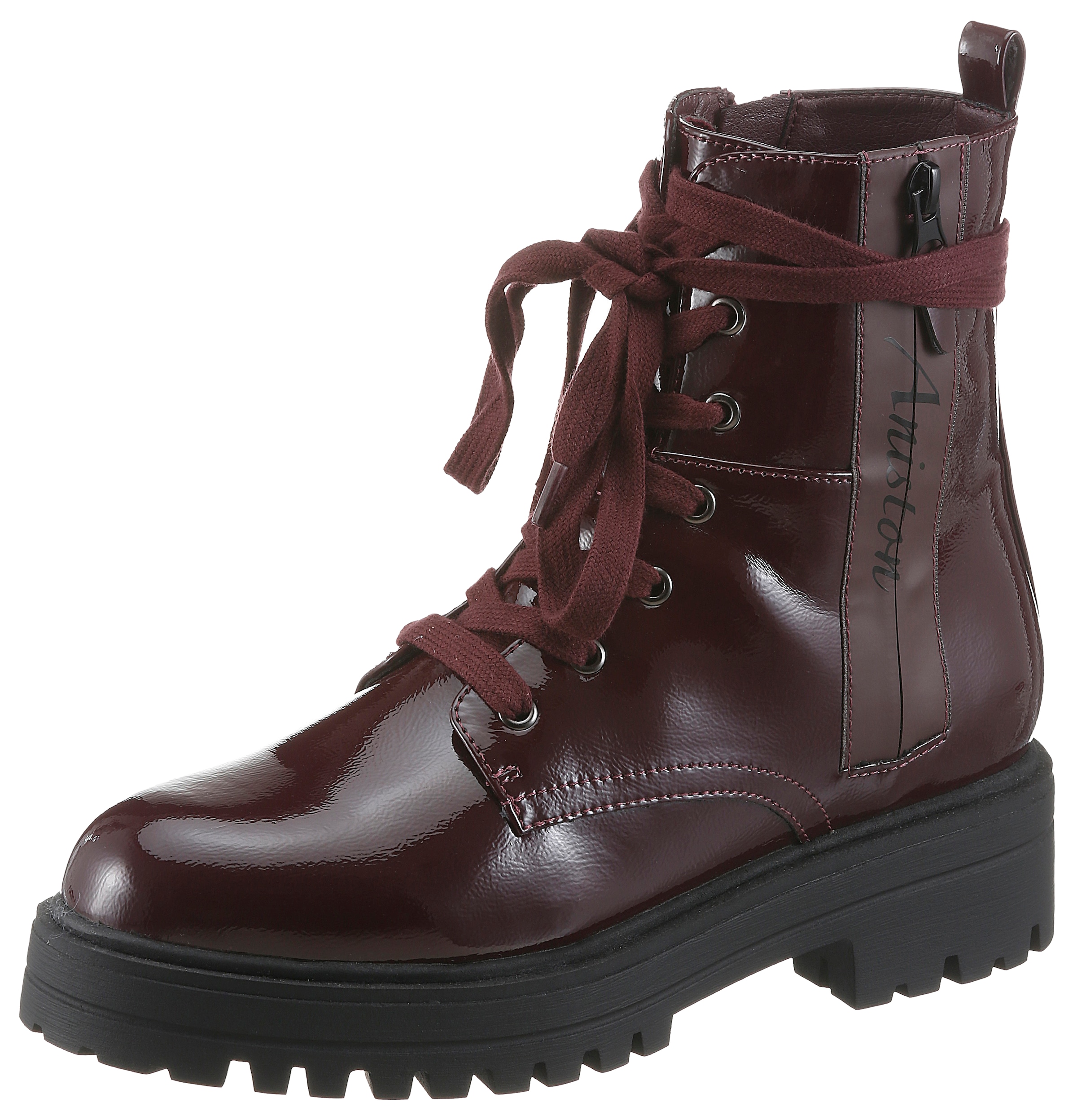 Aniston SHOES Schnürboots  Ankle Boots mit Reissverschluss, in Glanz-Optik - NEUE KOLLEKTION