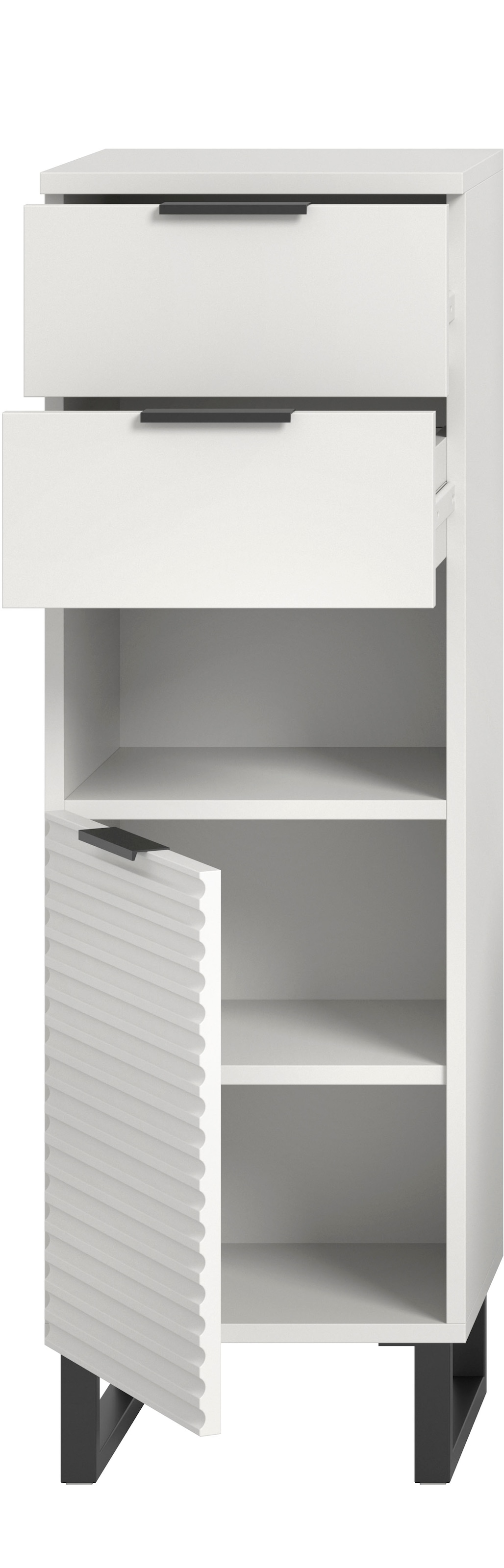 welltime Armoire basse »Litica, Höhe 110 cm, 2 Schubkästen, 1 Tür, 1 offenes Fach« Badschrank, Bad-Midischrank, Badezimmer, Bad-Möbel