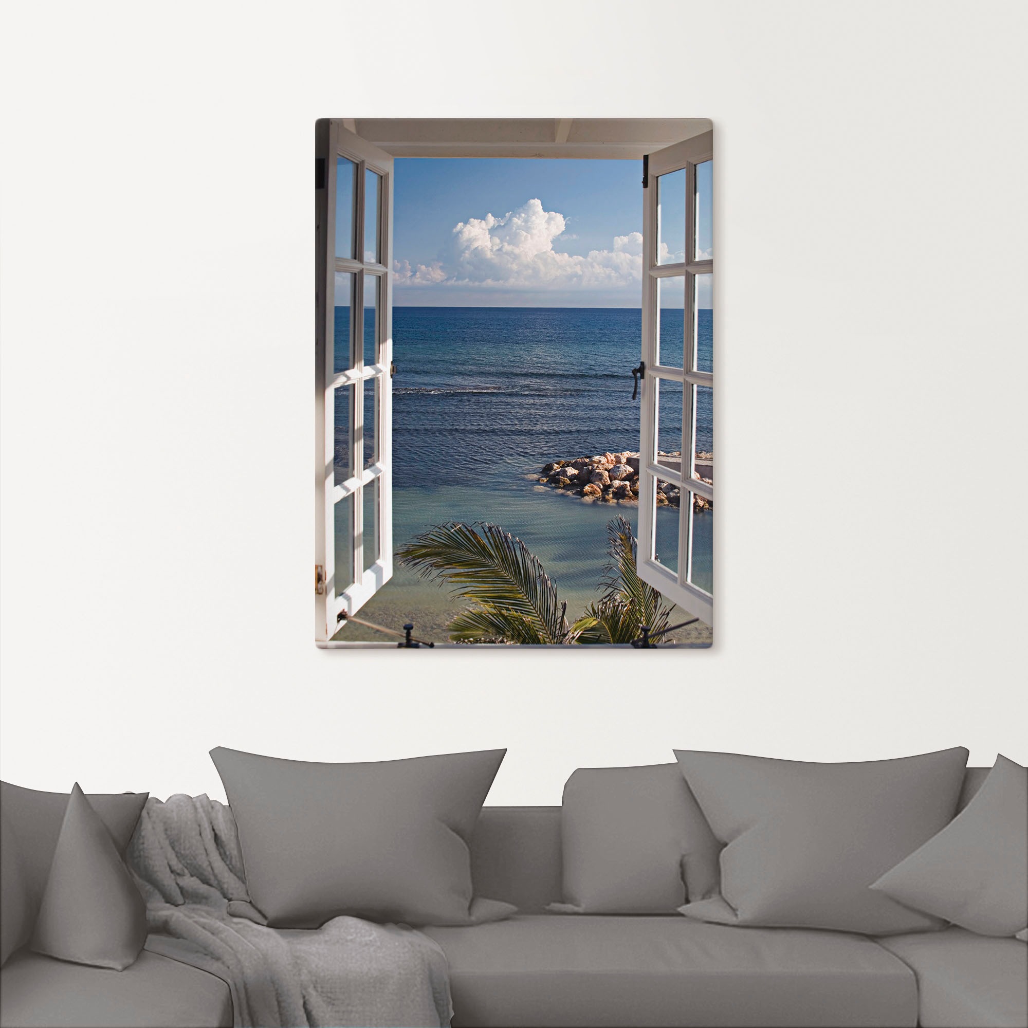 Artland Wandbild »Fenster zum Paradies« Fensterblick 1 Stk. tlg. als Alubild, Leinwandbild, Poster in verschied. Grössen