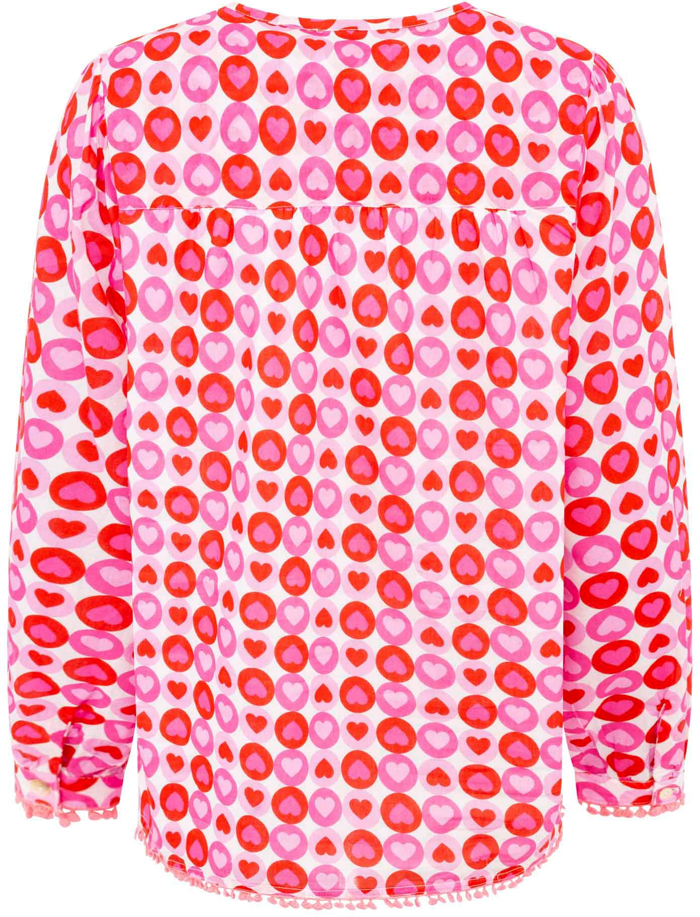 Zwillingsherz Shirtbluse »"Schmetterling"«, Blumenmuster, Tasseln ,Pom Pom Besatz, Langarm
