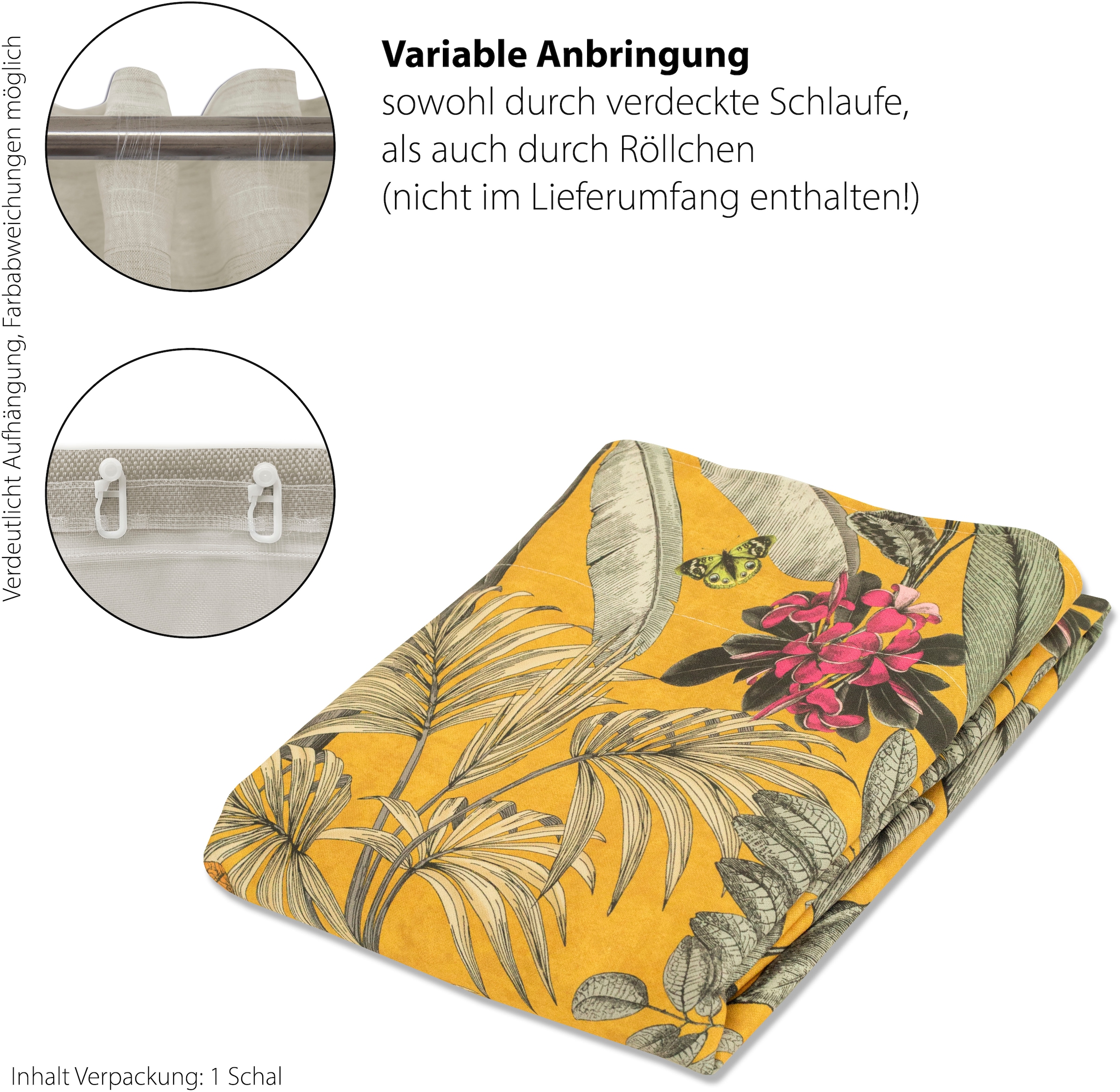 HOMING Vorhang »Kelani« verdeckte Schlaufen 1 Stk. tlg. blickdicht, floral, Blumen, Wohnzimmer, Schlafzimmer