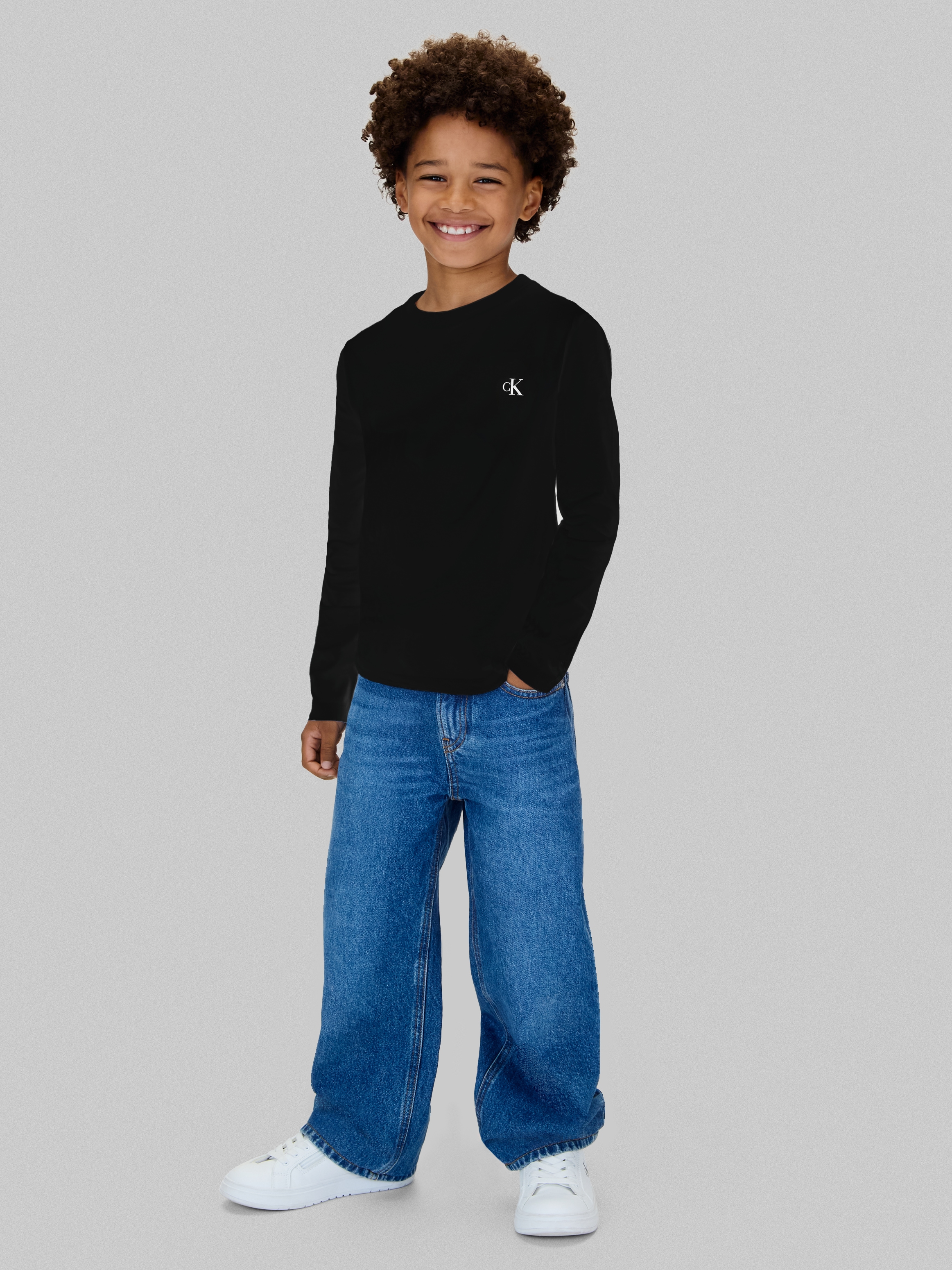 Calvin Klein Jeans T-shirt »Chest Mono Ls T-Shirt 2-Pack« für Kinder bis 16 Jahre und mit Logodruck