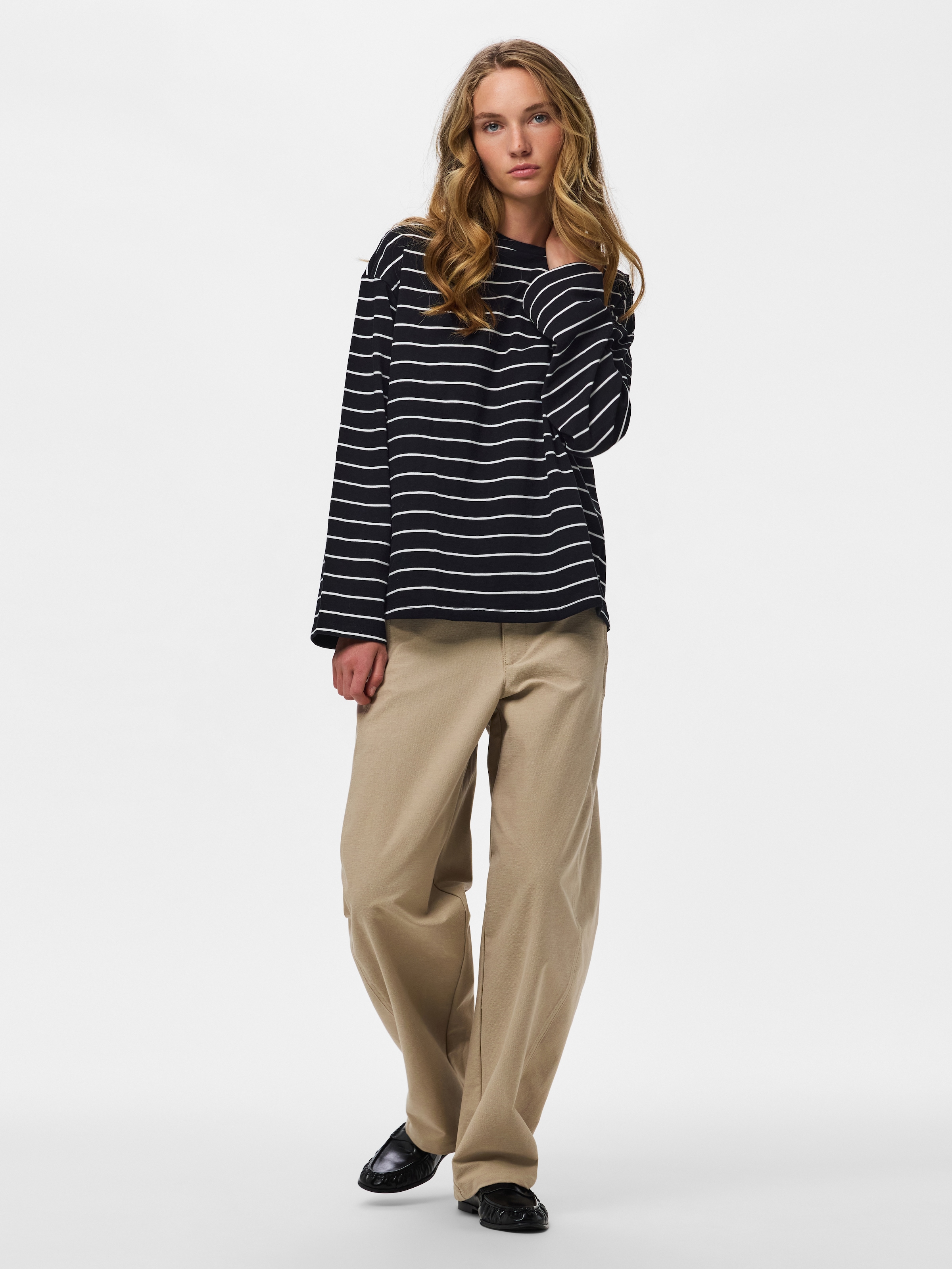 pieces Langarmshirt »PCSADIE LS TOP JRS NOOS« Baumwollmischung, oversize