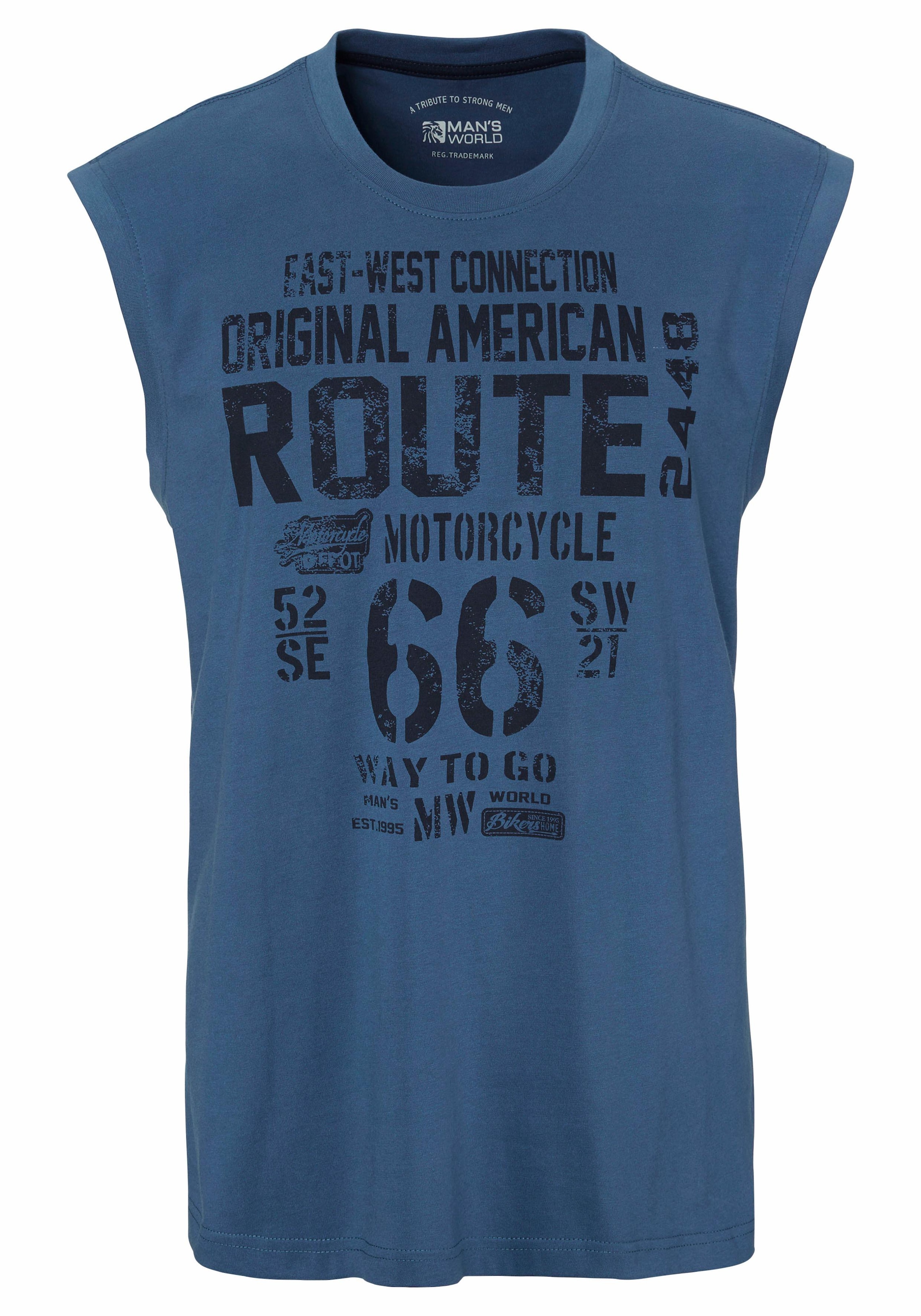 Man's World Muscleshirt 2er-Pack,  ärmellos,  bedruckt,  Rundhalsausschnitt,  aus 100% Baumwolle