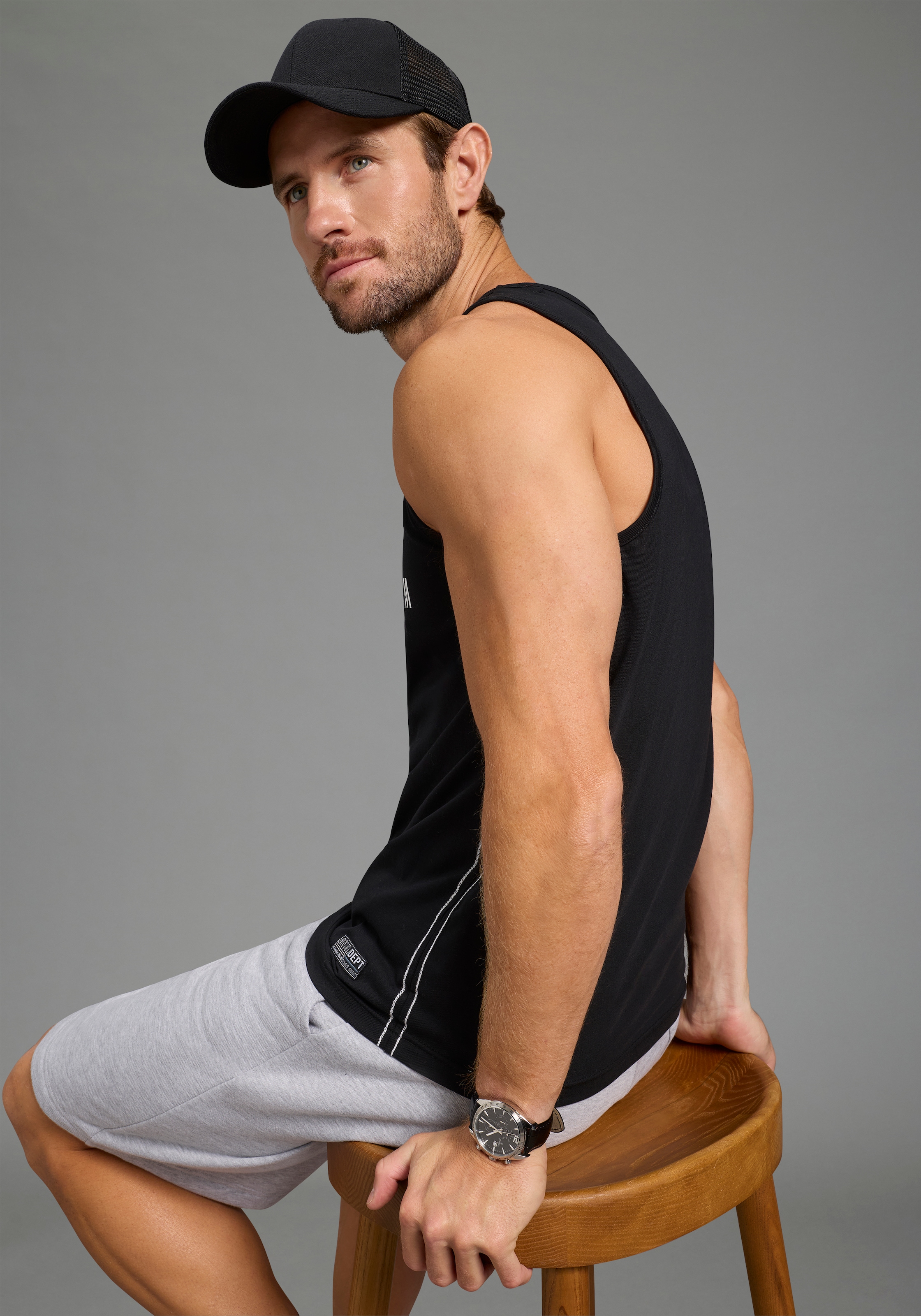 KangaROOS Débardeur schmal geschnitten, ärmellos, aus Baumwolle, Single Jersey