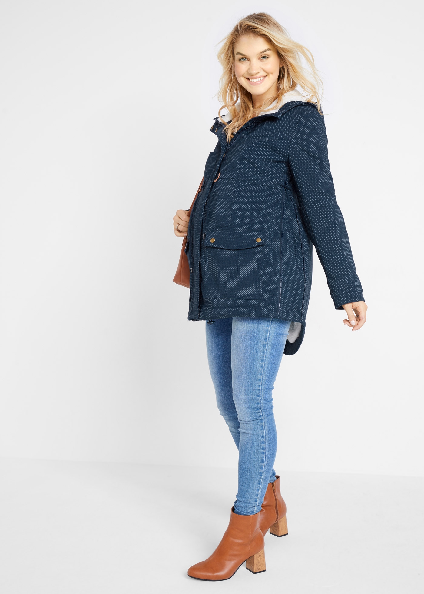 bonprix Veste de maternité avec capuche avec insert amovible portant avec capuche, coupe cintrée
