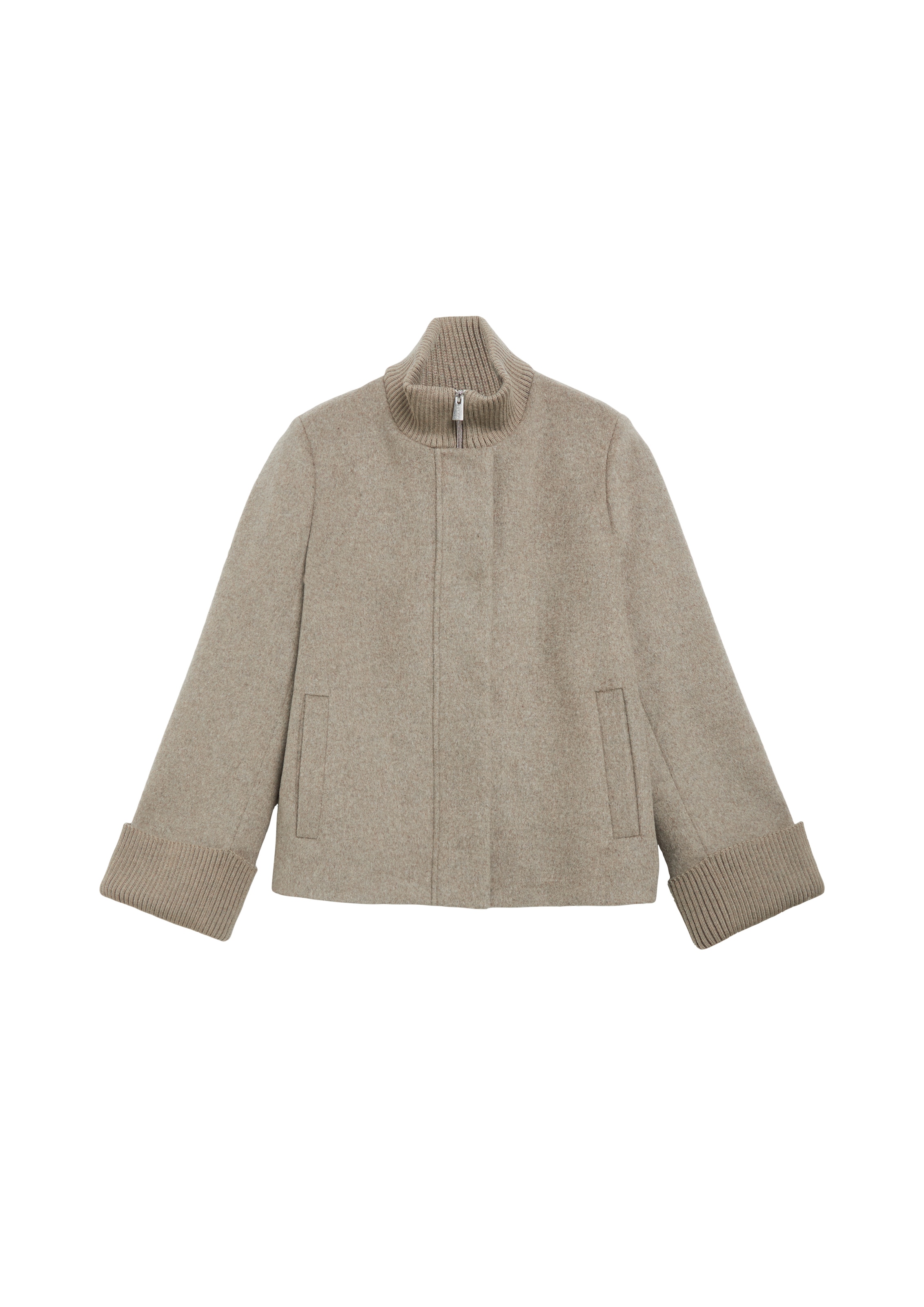 Comma Veste en laine sans capuche avec col montant et fermeture éclair