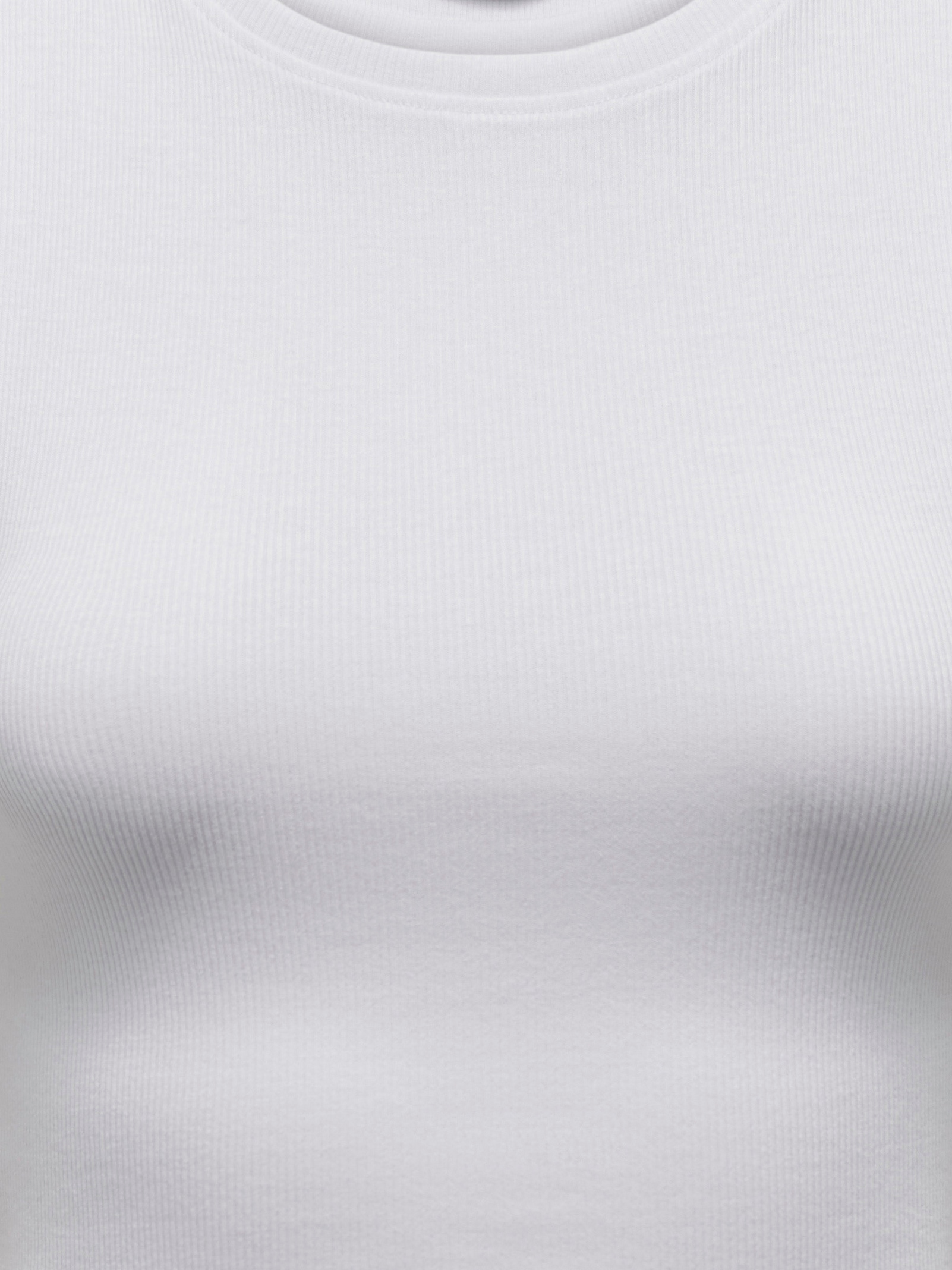 ONLY Top à volants »ONLMATHILDA S/L LACE DETAIL TOP JRS NOOS« mélange de coton, coupe régulière, col rond