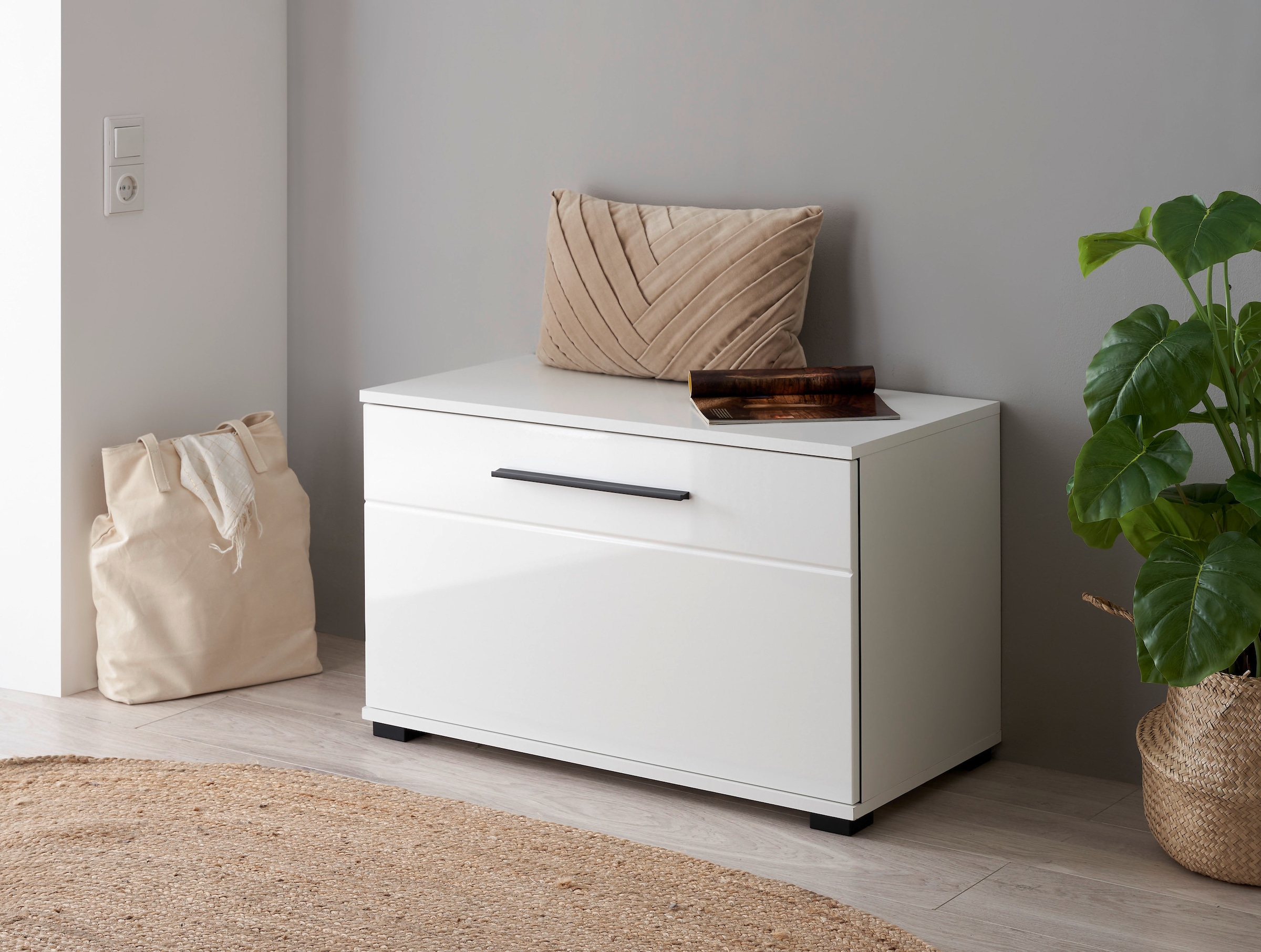 Home affaire Schuhbank »Cantara, Garderobenbank mit Klappe, Sitzbank in zwei Farben« ausreichend Stauraum, Platz für ca. 6 Paar Schuhe, 80 cm breit