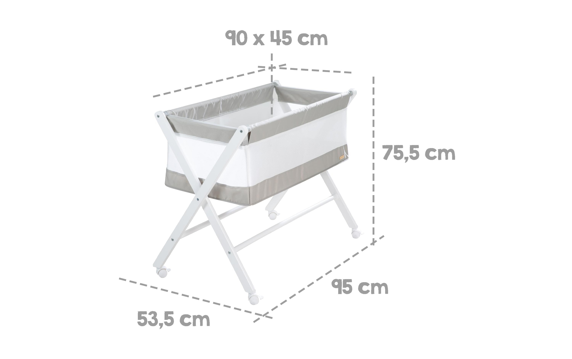roba® Babybett »roba Klappbett klappbar, Holz, mit Rollen«