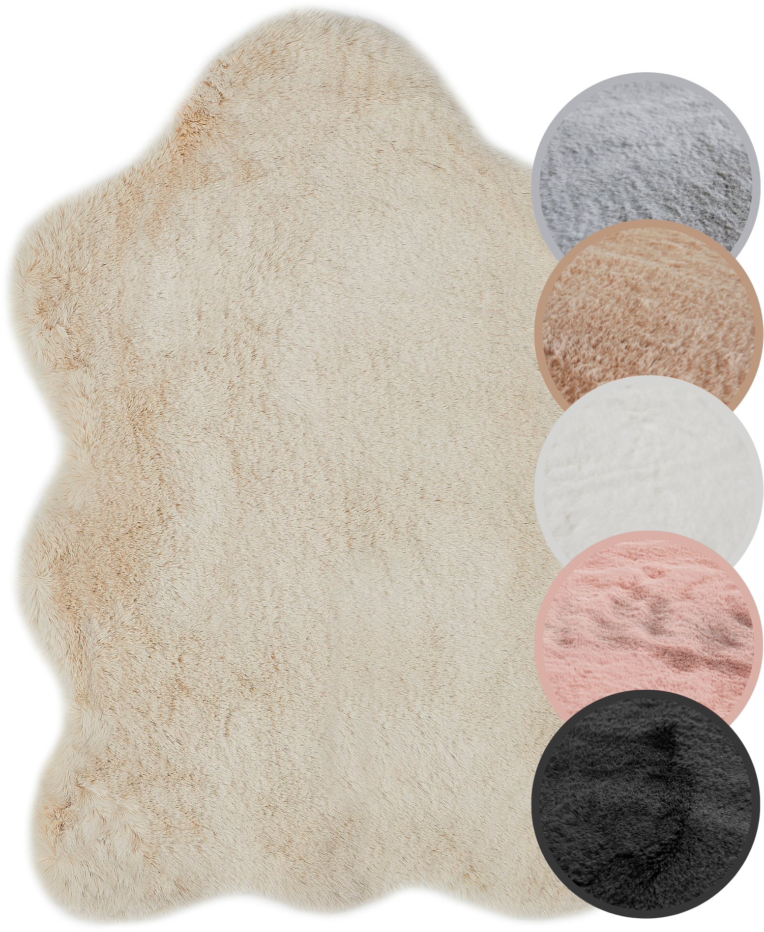 my home Fellteppich »Lugano« fellförmig 30 mm Höhe Kunstfell, Uni Farben, weich & kuschelig, auch als 2er Set erhältlich