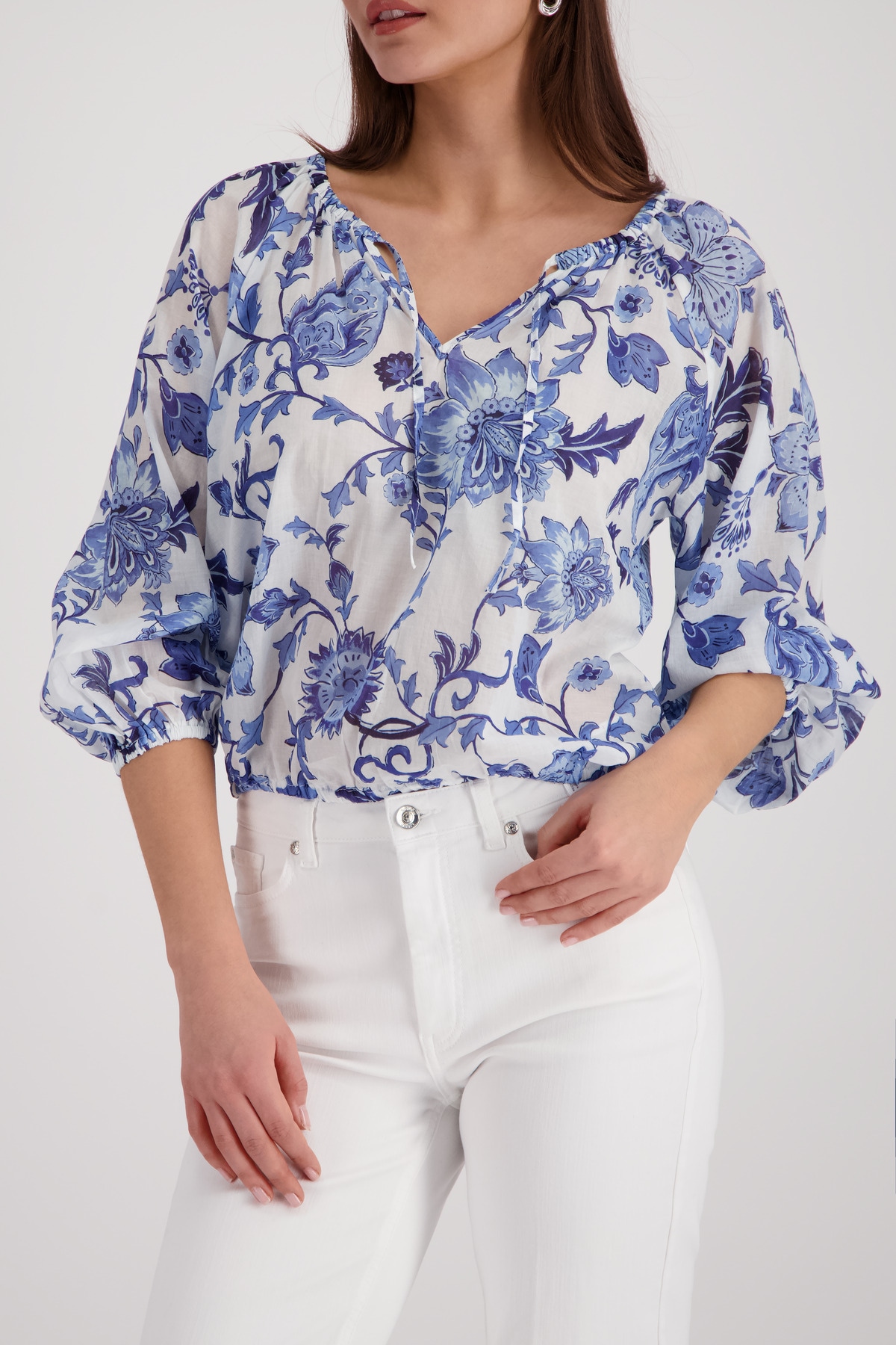 Monari Blouse à manches longues »Bluse Blumendruck allover« coupe régulière avec motif floral