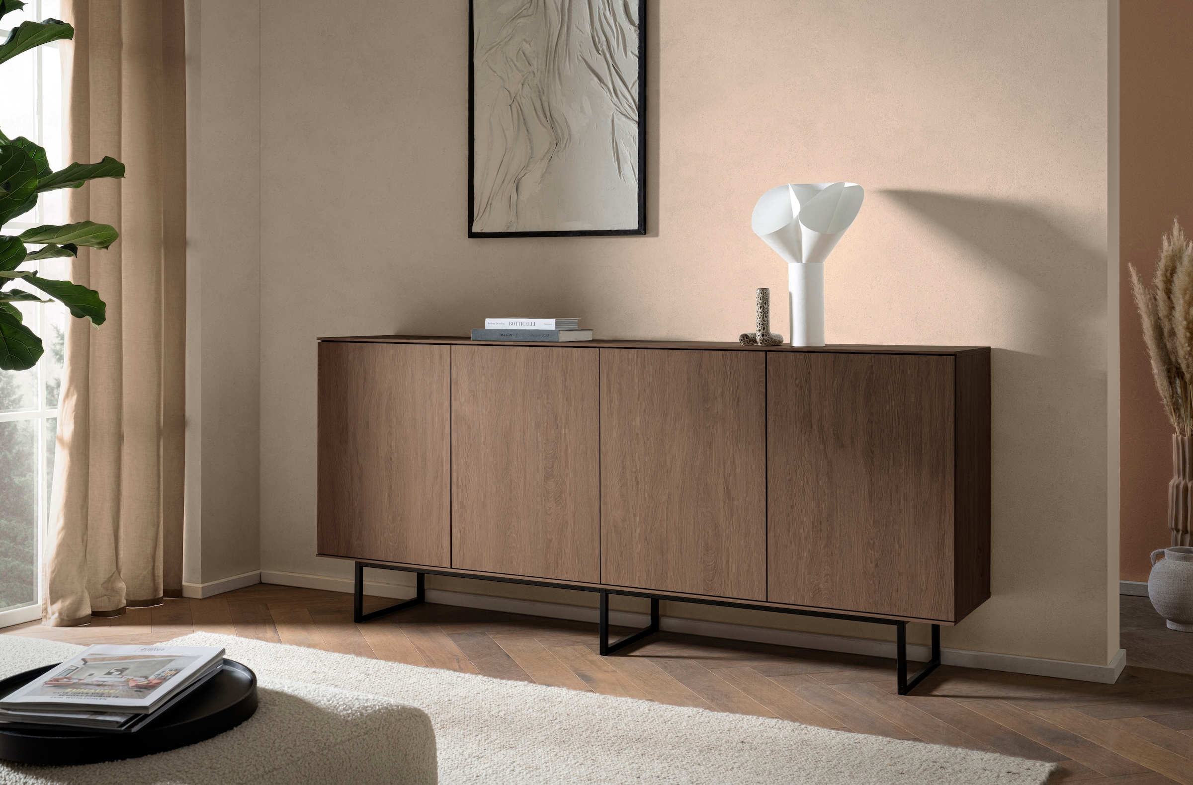 Home affaire Buffet »Lund, moderner Schrank, Kommode mit Kufengestell« surface supérieure visuellement fine, aspect haut de gamme, espace de rangement suffisant