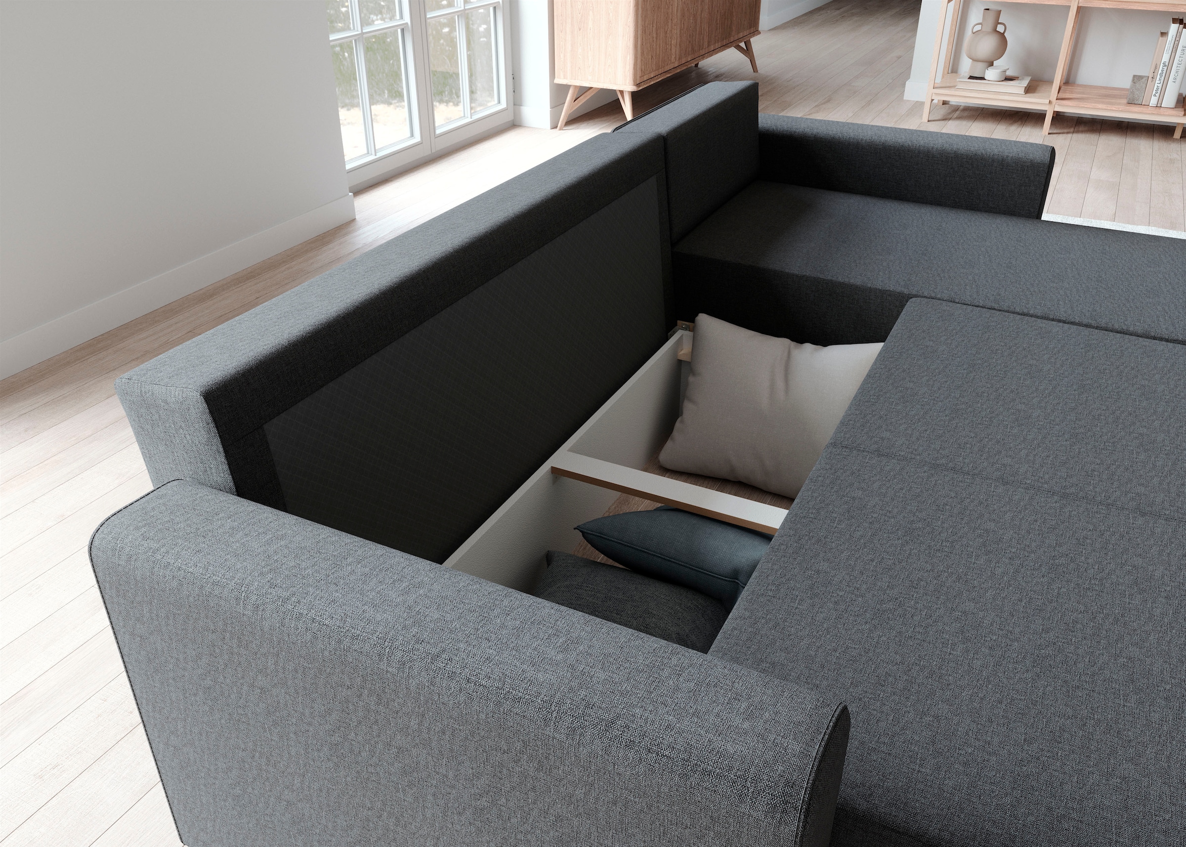 ATLANTIC home collection Canapé d'angle »Dublin L-Form« Bettfunktion und Bettkasten, Recamiere links oder rechts montierbar