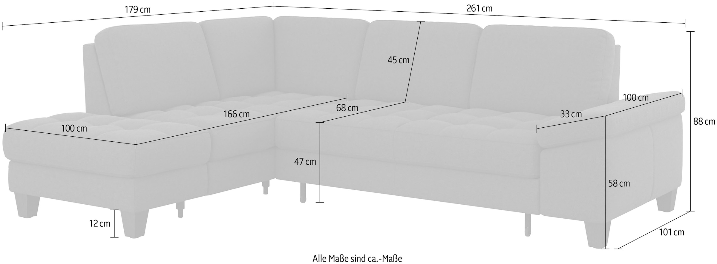 sit&more Ecksofa »Westham L-Form« mit Ottomane, mit oder ohne Bettfunktion, Bettkasten, Verstellung