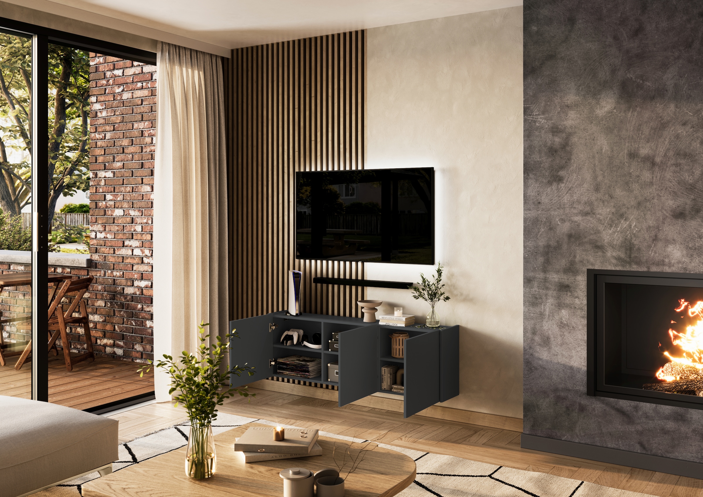 GERMANIA Armoire multi-usages »Libbiano« mit Balkonoptik