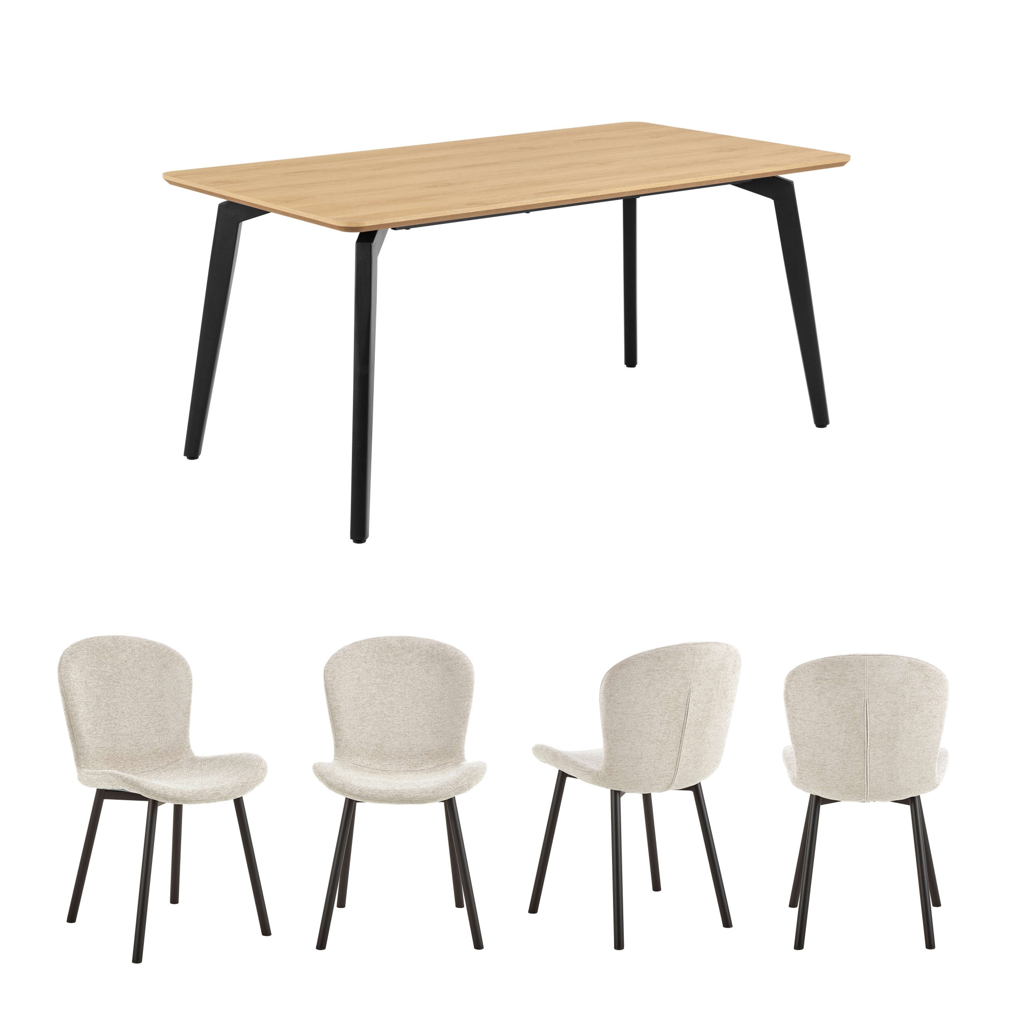 ACTONA GROUP Set de salle à manger »Essgruppe, Speisetisch mit Wohnzimmerstühlen« Ensemble, 1 table + 4 chaises, 5 cuis tlg.