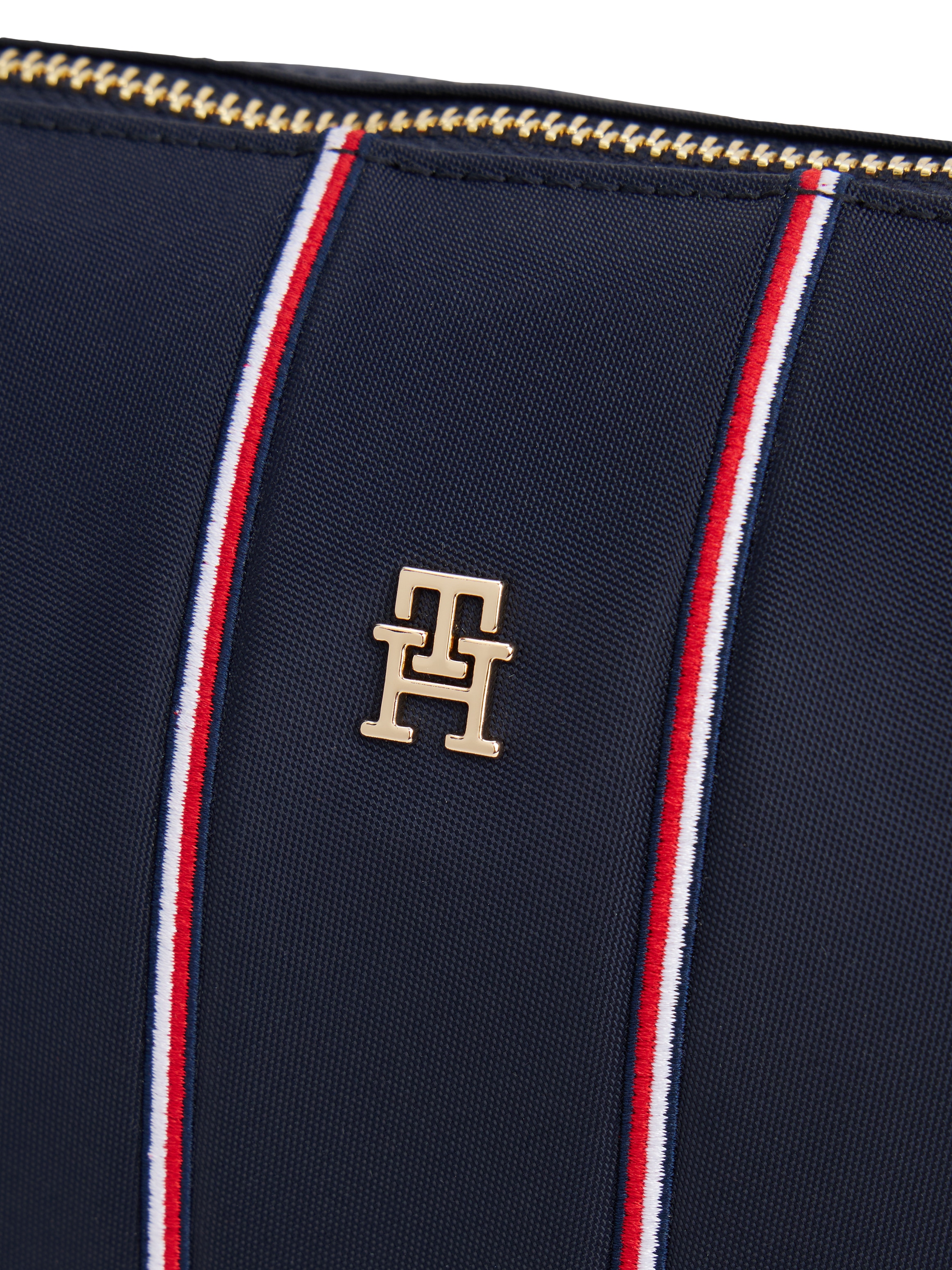 Tommy Hilfiger Kosmetiktasche »TH ICON WASHBAG NYLON CORP« , Reise, Unisex Kulturbeutel mit Kontrastbesätzen in Tommy Farben
