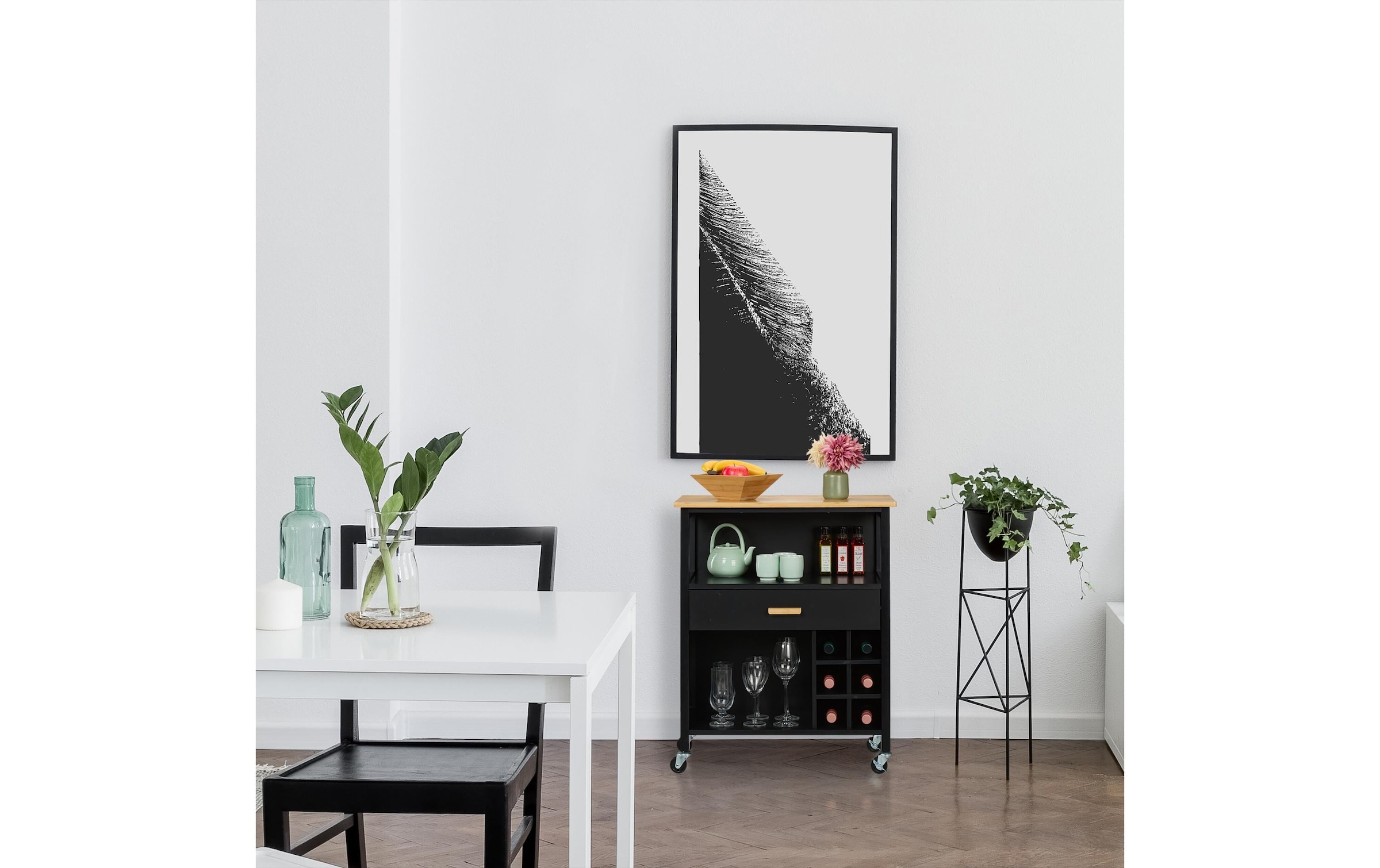 relaxdays Küchenwagen »mit Weinregal 80 x 65 x 35 cm«