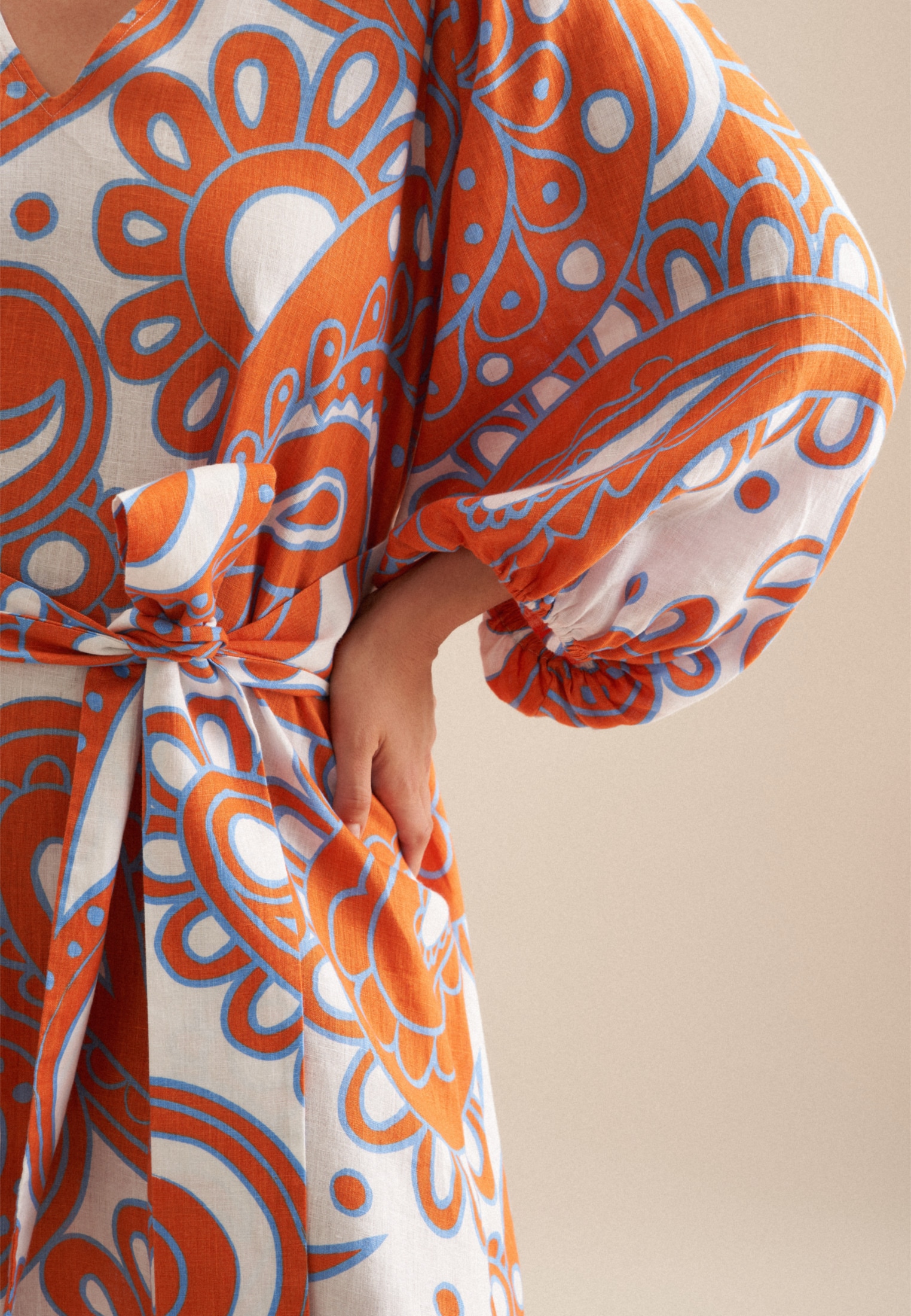 seidensticker Robe d'été »Schwarze Rose« 3/4 V-Neck Paisley