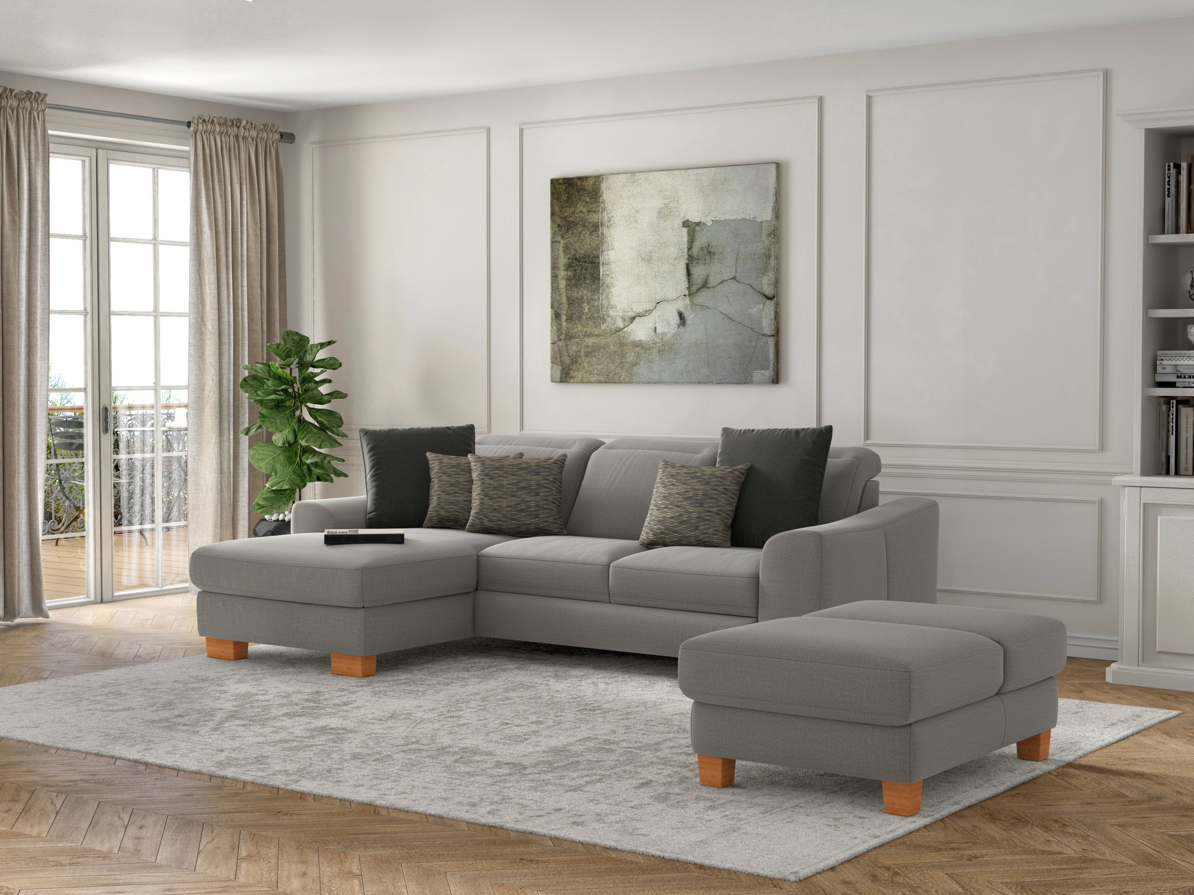 sit&more Polsterhocker »Dundee« mit Klappfunktion, Federkern und hochwertigen Massivholzfüssen