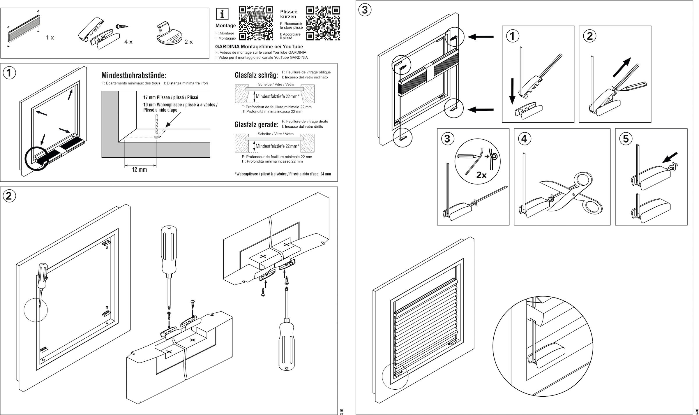 GARDINIA Plissee »schwarz« blickdicht mit Bohren verspannt verschraubt, dezenter Abdeckleiste gegen Staubschutz