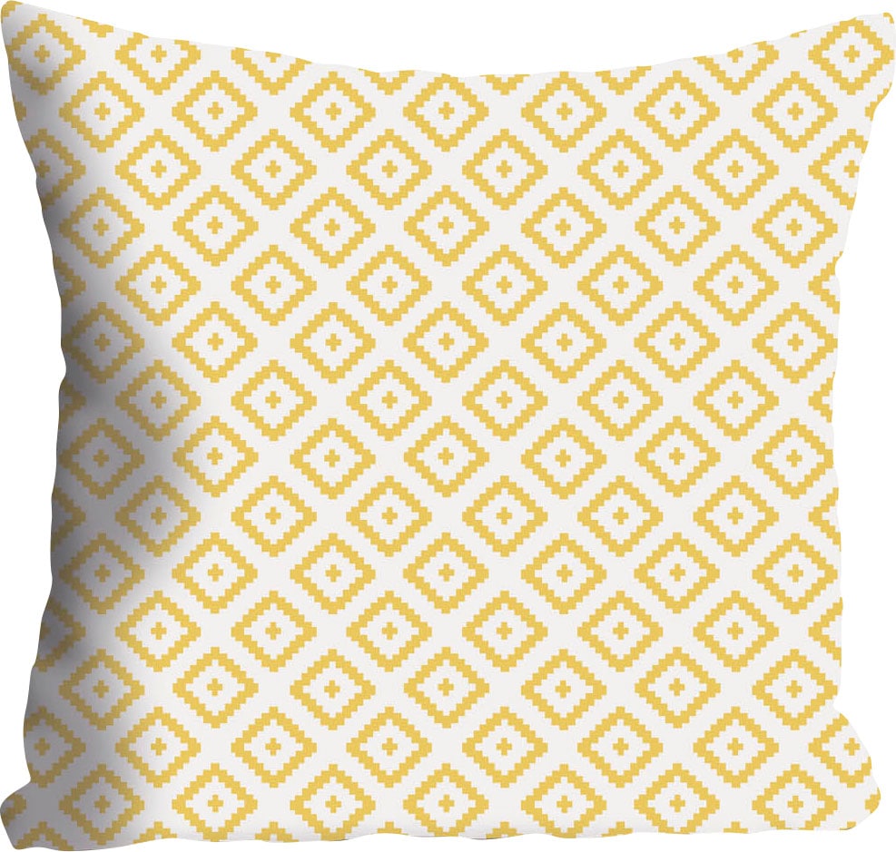 queence Coussin décoratif »Nina« Kissenhülle,kleine Quadrate,Gelb,Muster,Modern,Geometrisch,Fröhlich