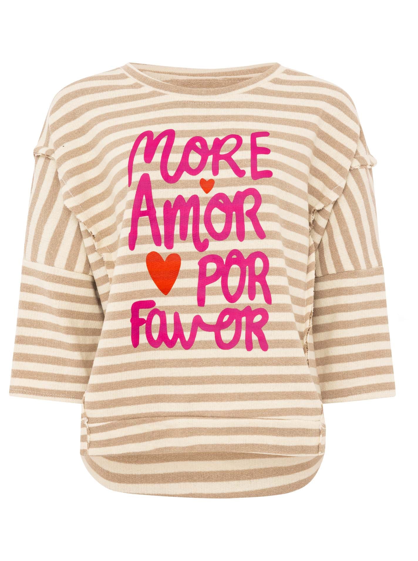Zwillingsherz Streifenpullover »"More Amor Por Favor "« gestreift, Rundhals, grosse Aufschrift