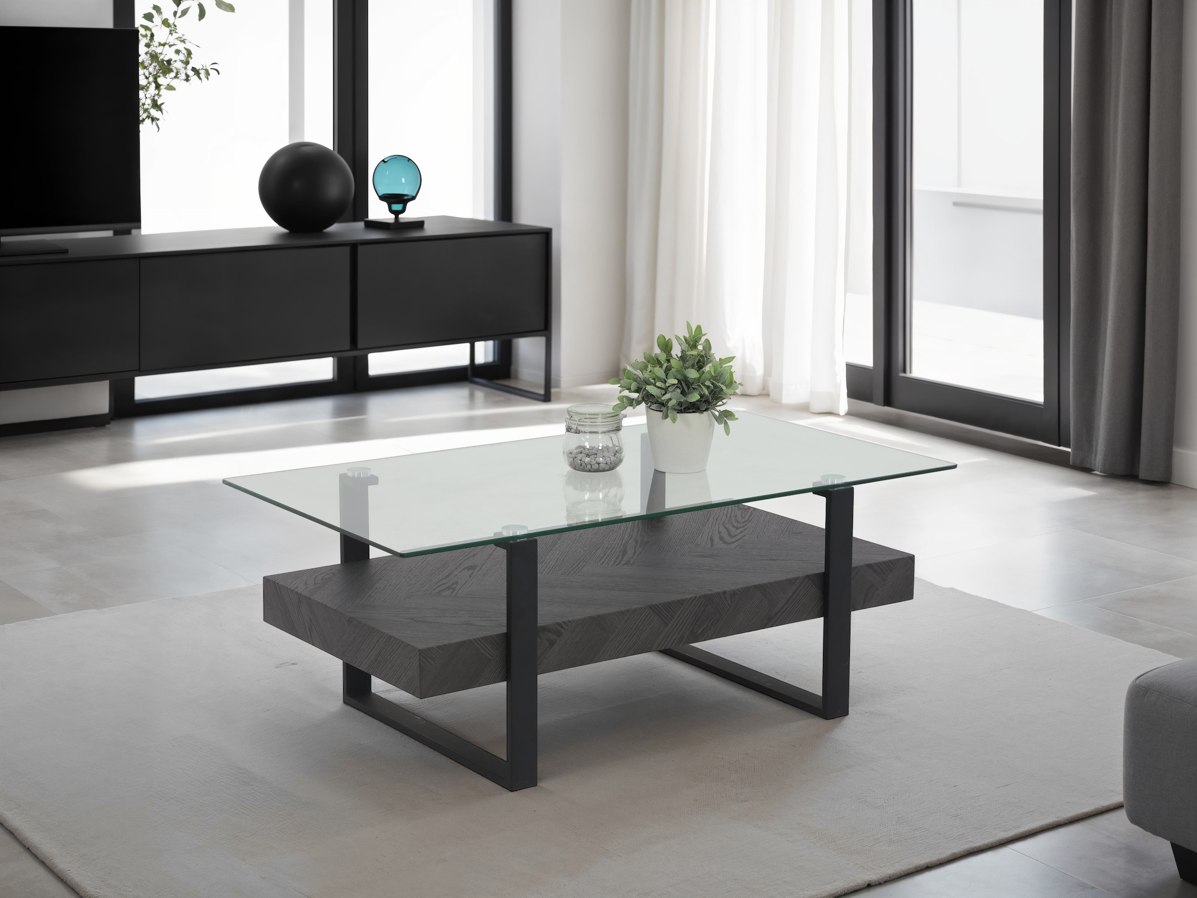 HELA Table basse »KONRAD« 1 cuis tlg. Couchtisch; Ablageboden; Glasplatte; Kufengestell
