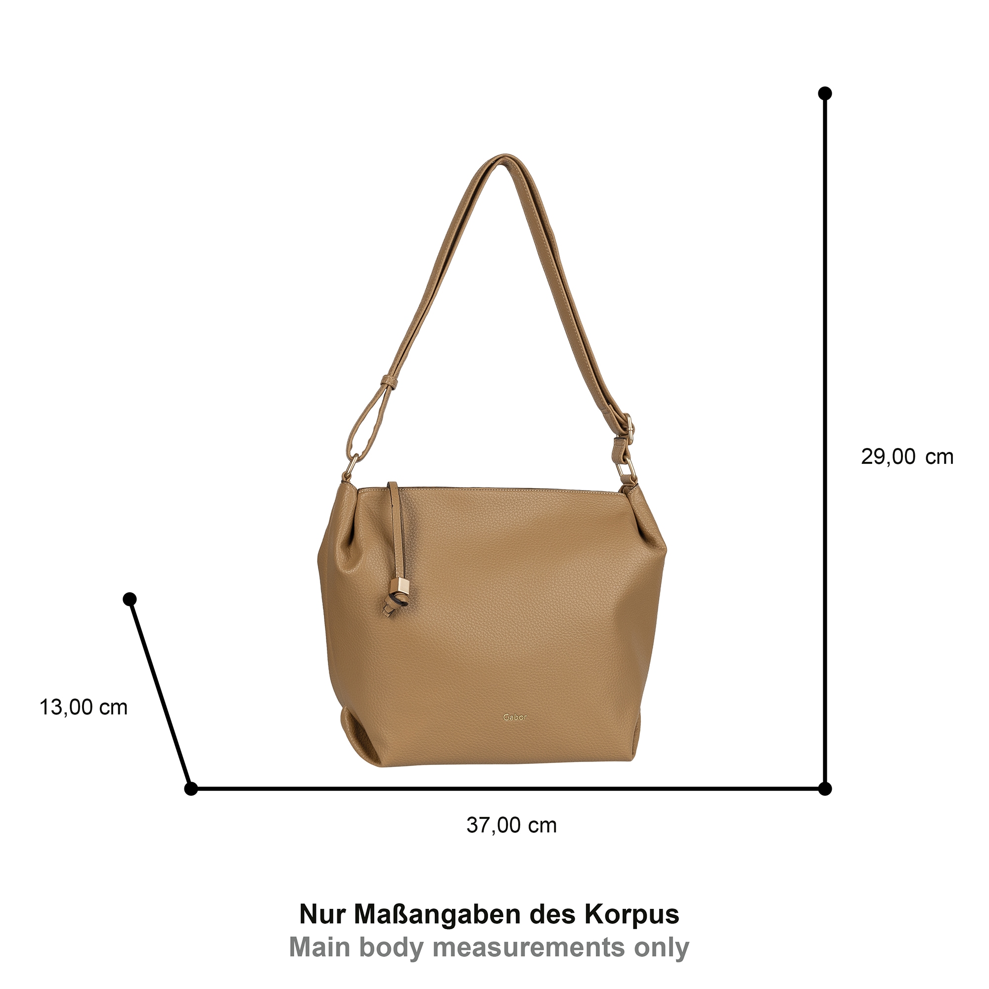 Gabor Hobo »Telia« dezente Falten, eleganter Reissverschlusszipper mit goldenem Zierkubus