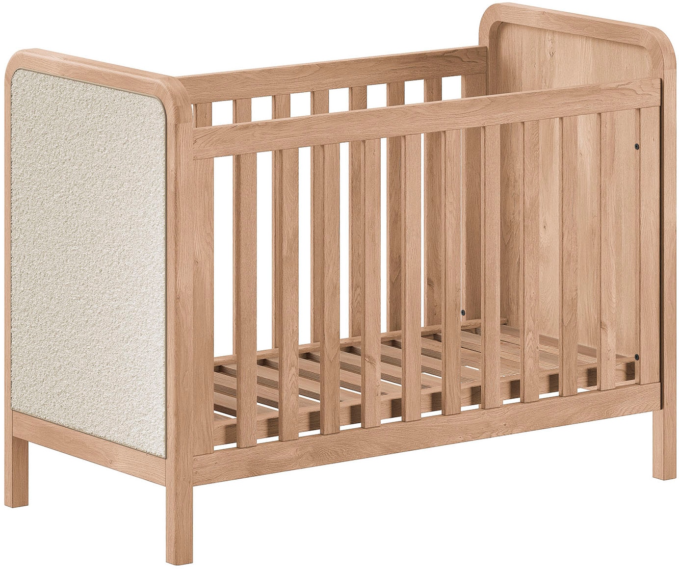 Vipack Babymöbel-Set »Woods best. aus Babybett 60x120 cm und Wickelregal« 2 tlg. geräumige Ablageflächer, Bett wahlweise mit Rattan oder Bouclé Optik