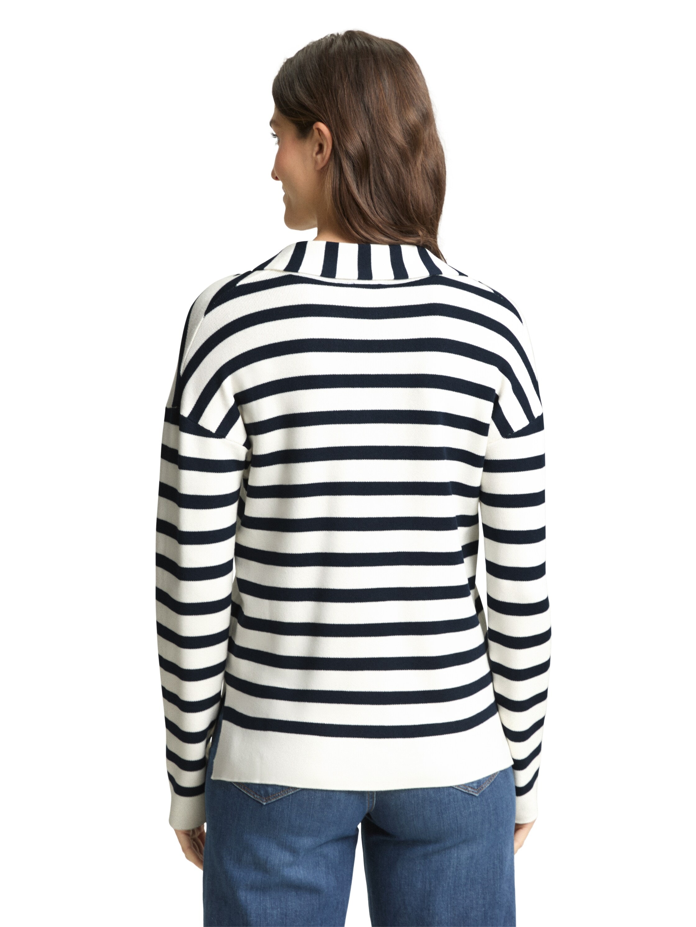 TOM TAILOR V-Ausschnitt-Pullover mit Streifen Muster