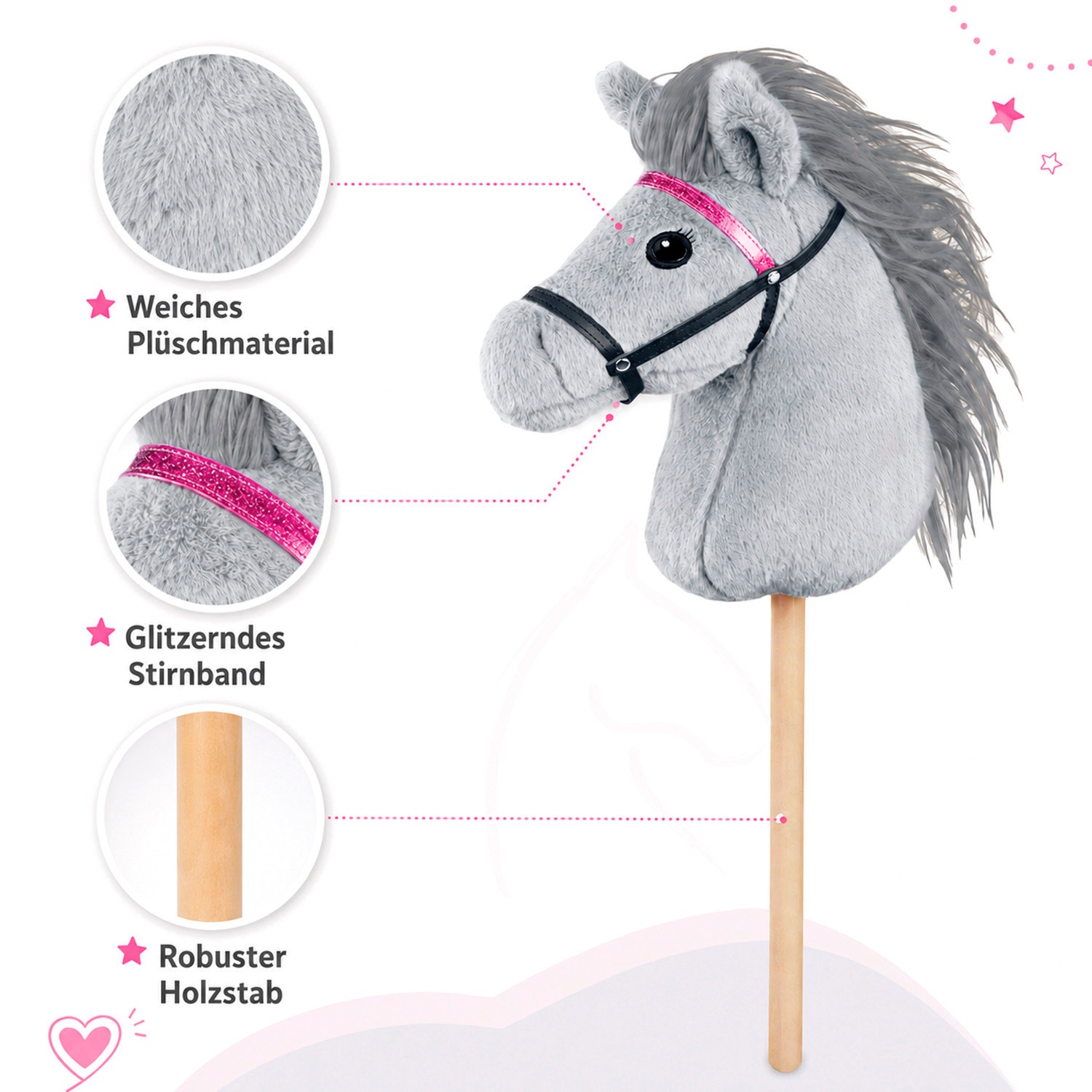 Lena® Steckenpferd »Steckenpferd Hobby Horsing, grau, 70cm«