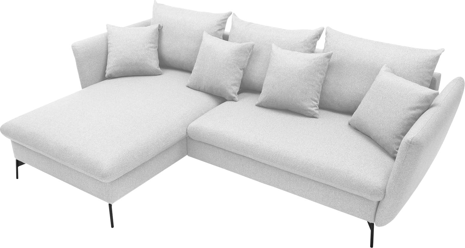 GOODproduct Canapé d'angle »LIVORNO,258 cm, L-Form,« Schlaffunktion u. Bettkasten (139/224cm), Samt, Struktur, Webstoff