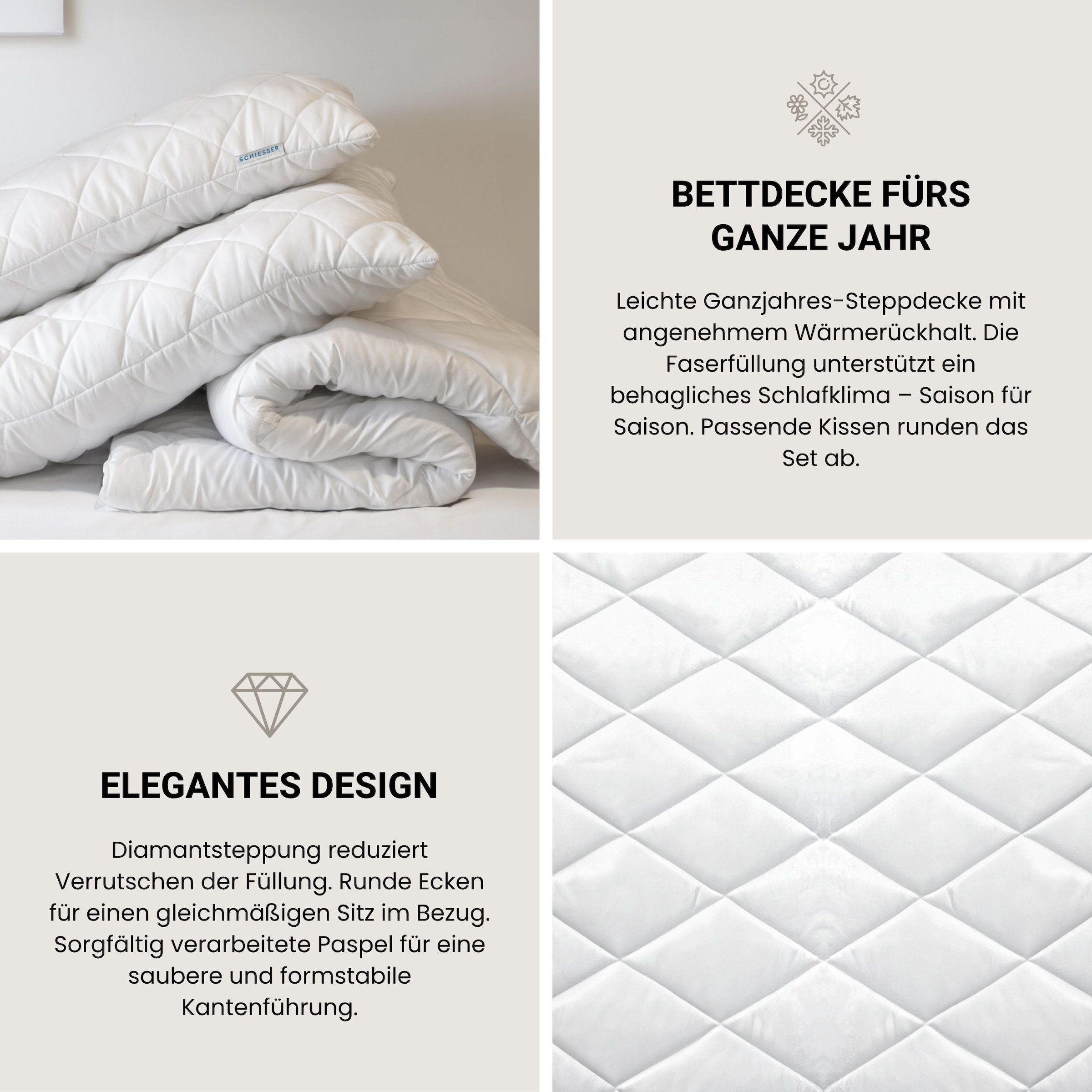 Schiesser Couette microfibre »Hygge leichte Ganzjahressteppdecke mit flauschiger Füllung« normal 1 cuis tlg. Certifié STANDARD 100 par OEKO-TEX®