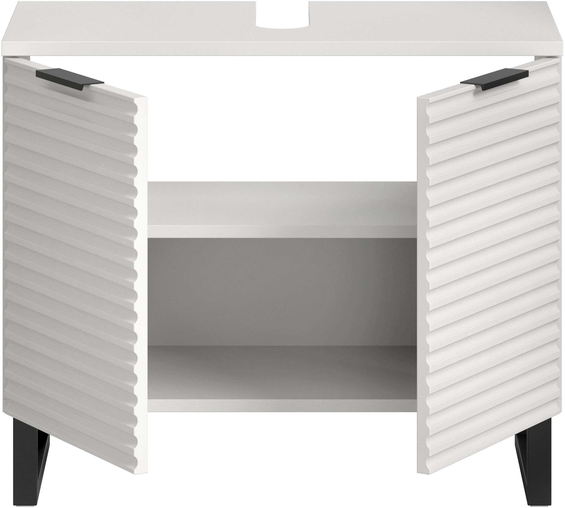 welltime Armoire sous lavabo »Litica, Breite 70 cm, inkl. Siphonausschnitt, 1 Einlegeboden, 2 Türen« Badschrank, Waschbeckenschrank, Badezimmer, Bad-Möbel