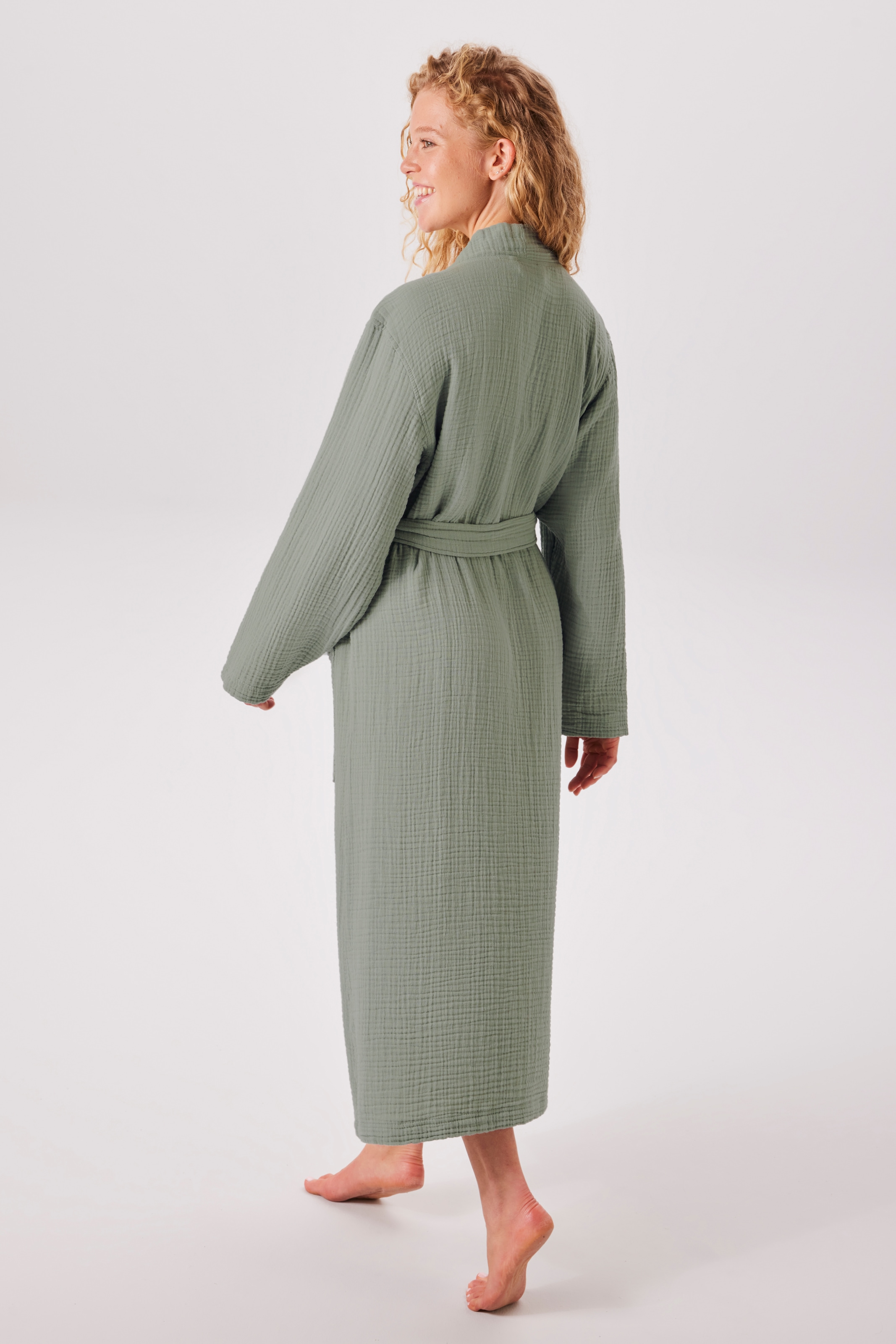 my home Peignoir de bain »Juna Musselin, ideal für Sauna & Spa, Hotelbademantel, Morgenmantel« 1 cuis tlg., modern, leichte Qualität, 100% Baumwolle