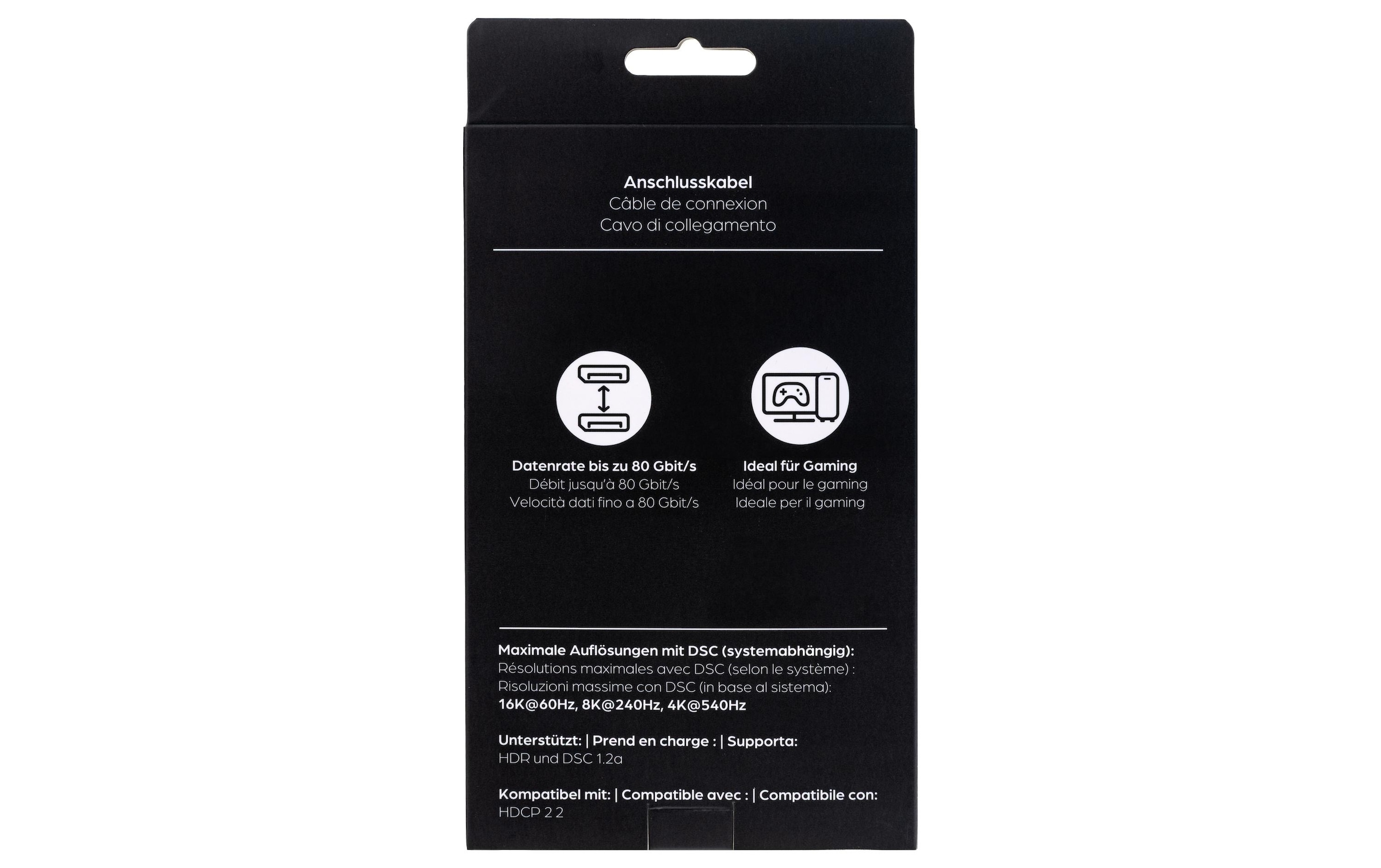 onit Video-Kabel »16K@60 Hz DisplayPort - 2 m« 200 cm Bidirektionales Videokabel nach DP-2.1-Spezifikation