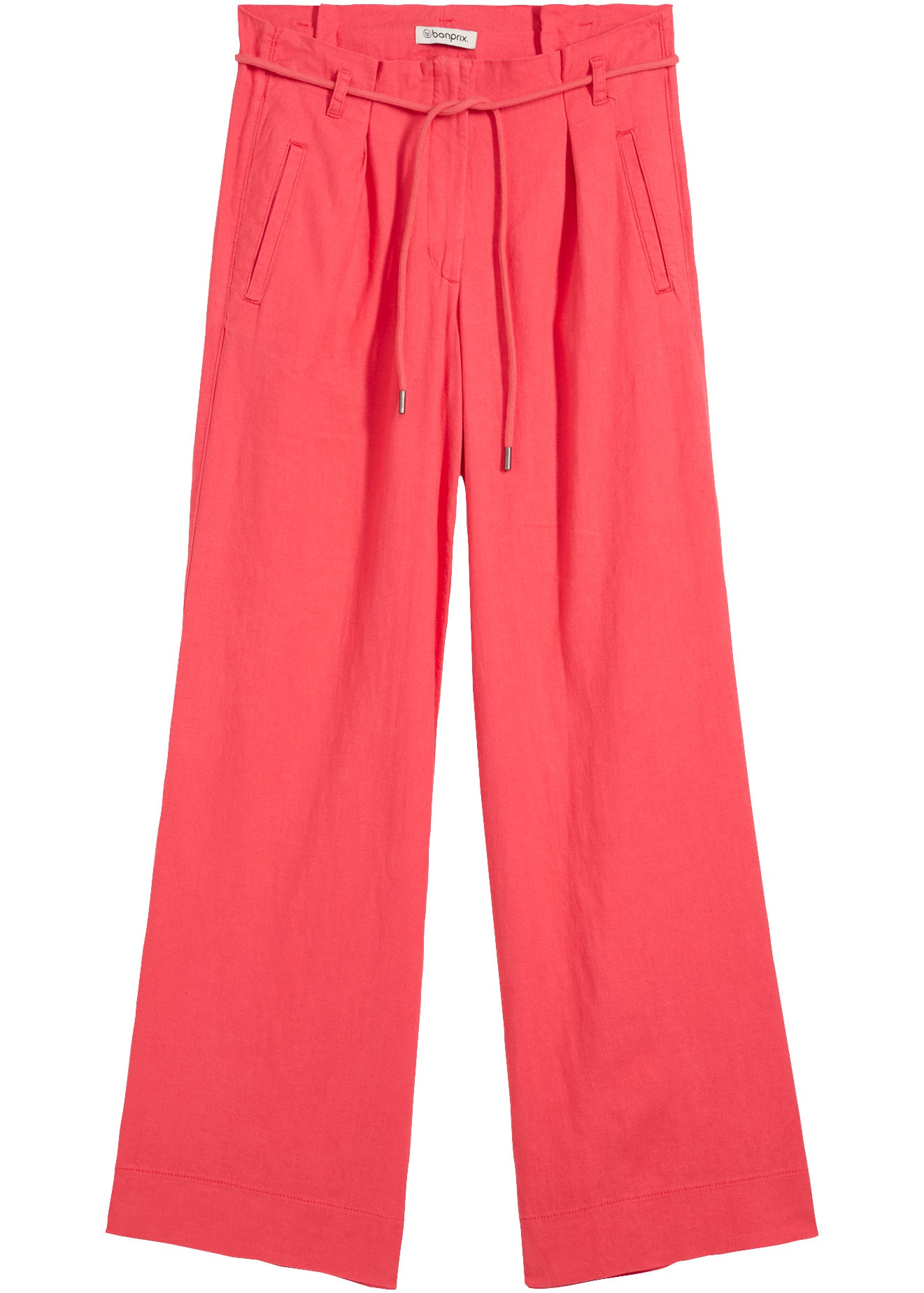 bonprix Pantalon paperbag  jambe large, en lin et viscose, avec ceinture corde, coupe décontractée
